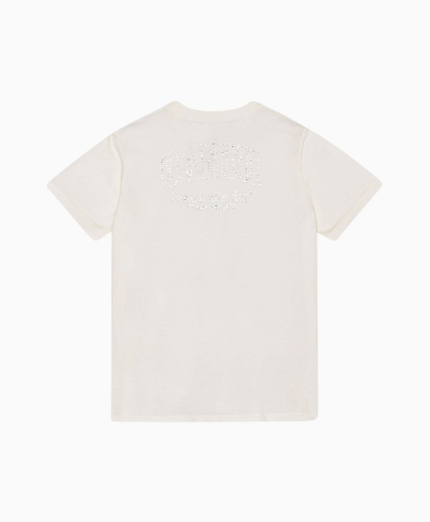T-shirt Korte Mouw Basic Jersey Rhinestone Relaxed Ecru T-shirt Korte Mouw Basic Jersey Rhinestone Relaxed Ecru