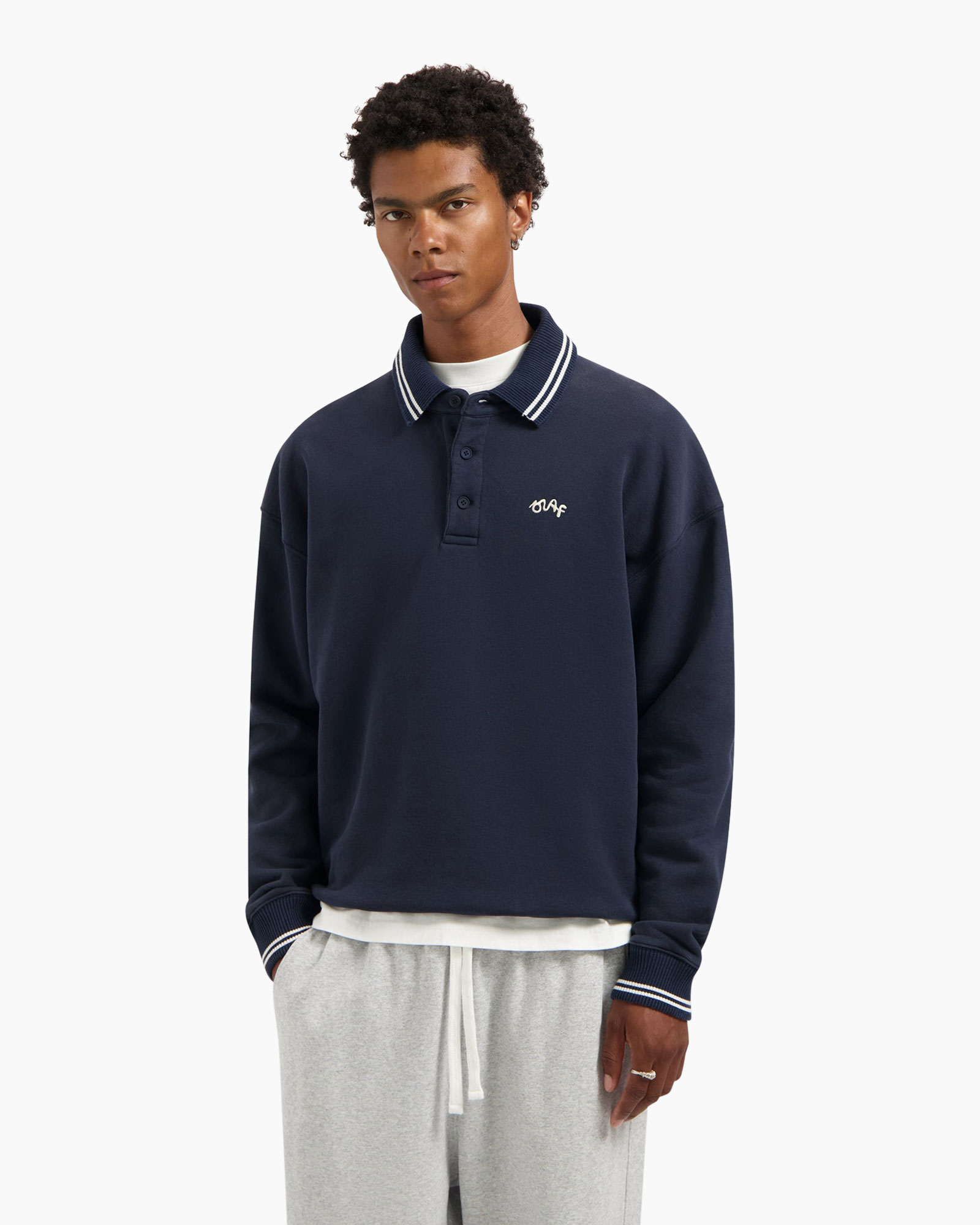 Polo Tipping Detail Oversized Donker Blauw