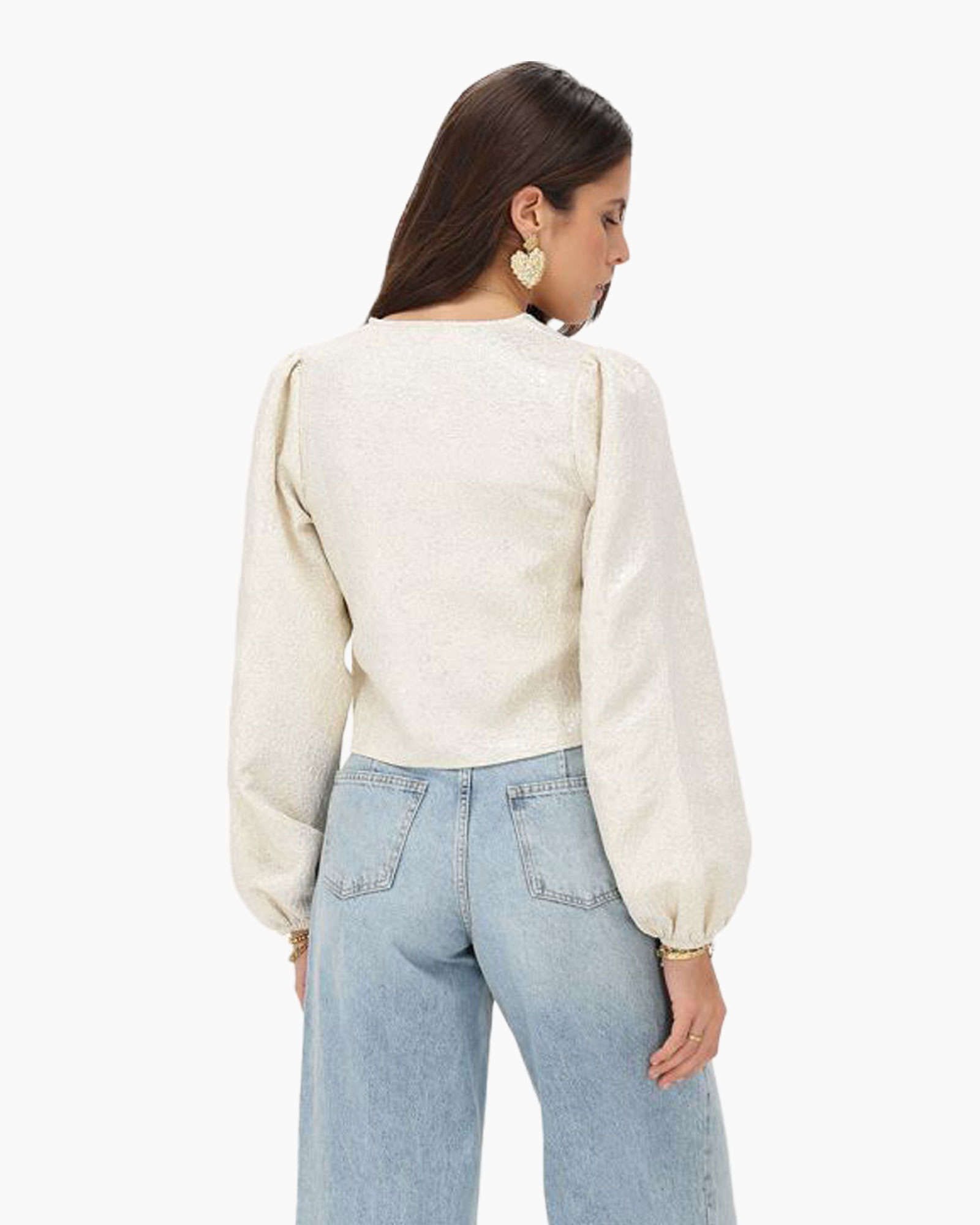Top Jacquard Top With Longsleeves Beige