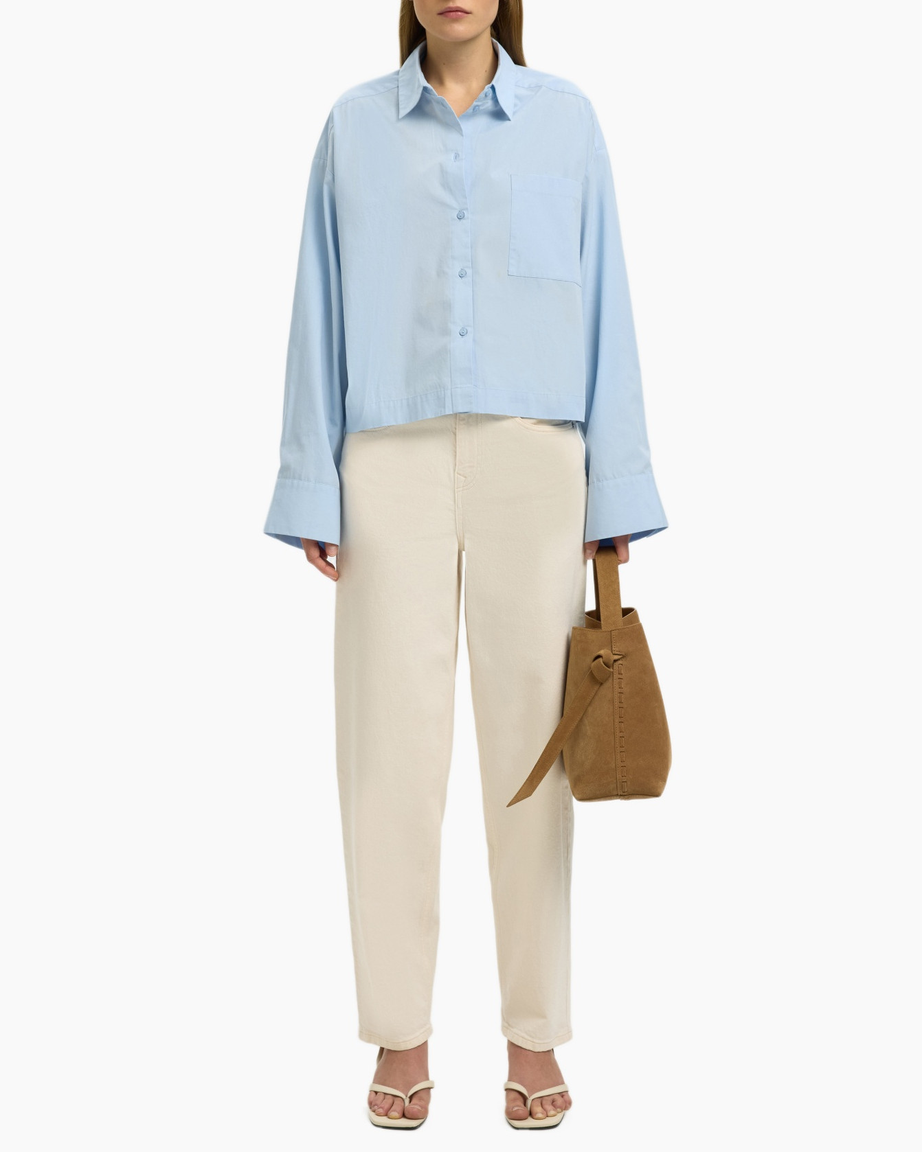 Linen, Shirt, Pants, Handbag, Person