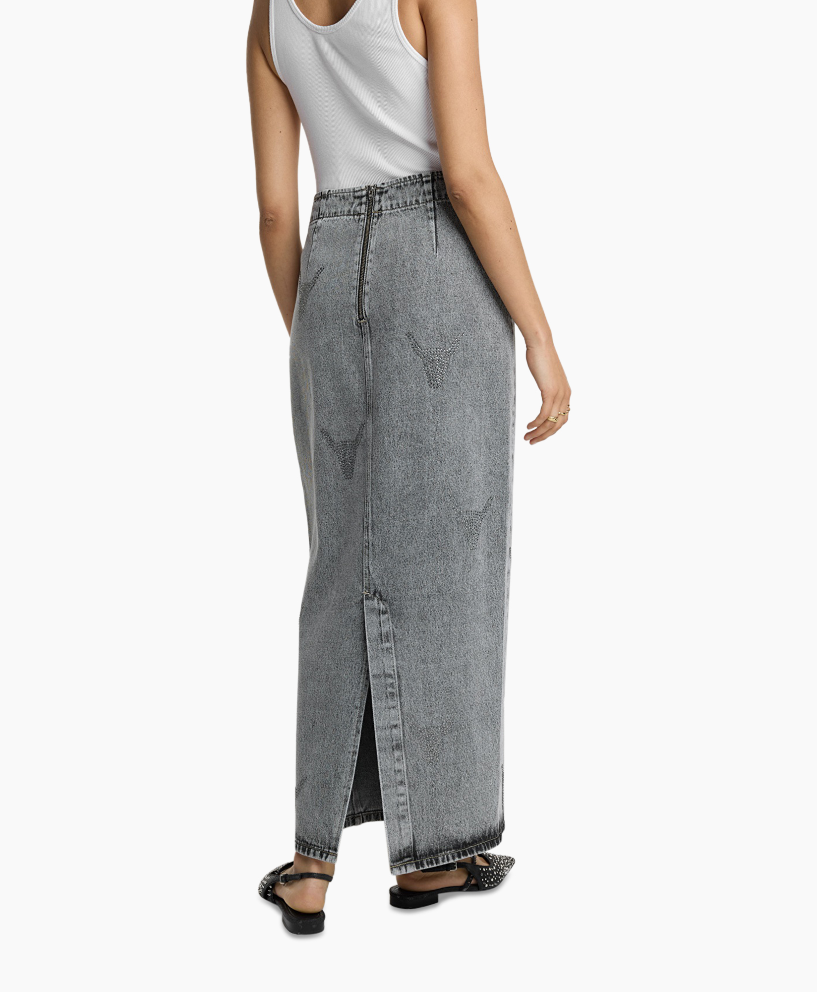 Midi Rok Woven Strass Bull Grijs
