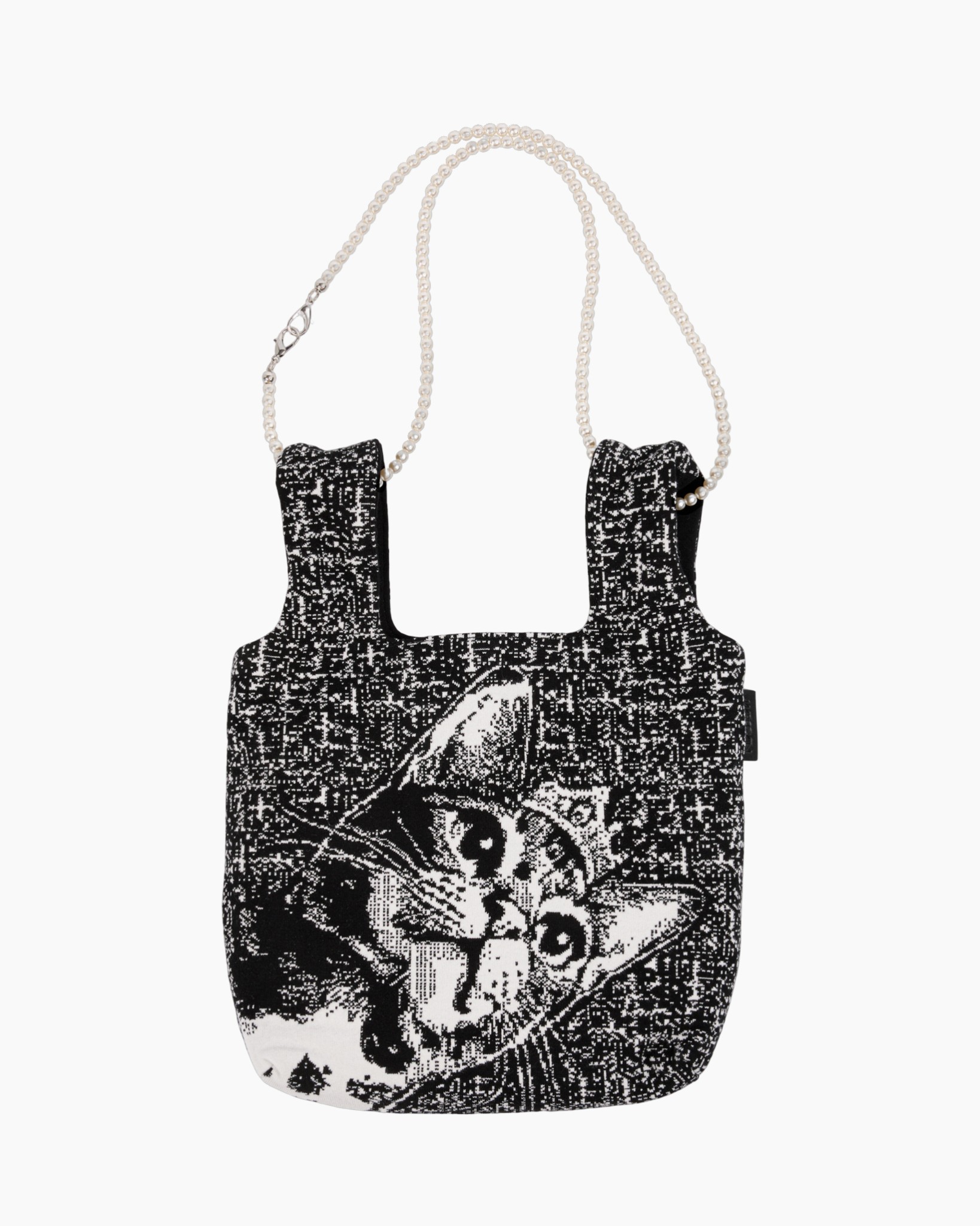 tas, schoudertas, portemonnee, parelriem, katprint, canvas tas
