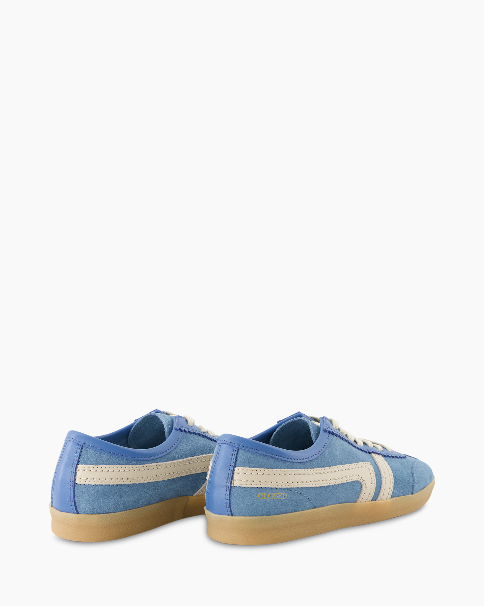 sneakers, blue, suede, gum sole, side stripe