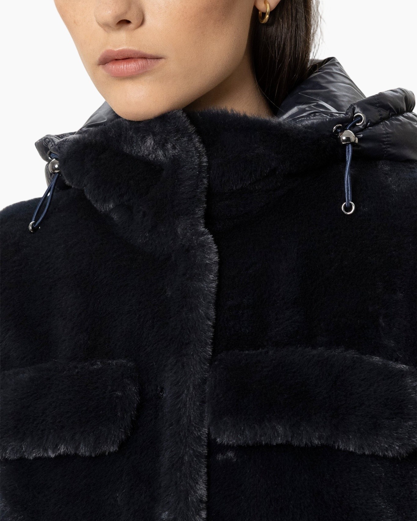 fauxe furvest, vest, zwart, gelaagd, zacht