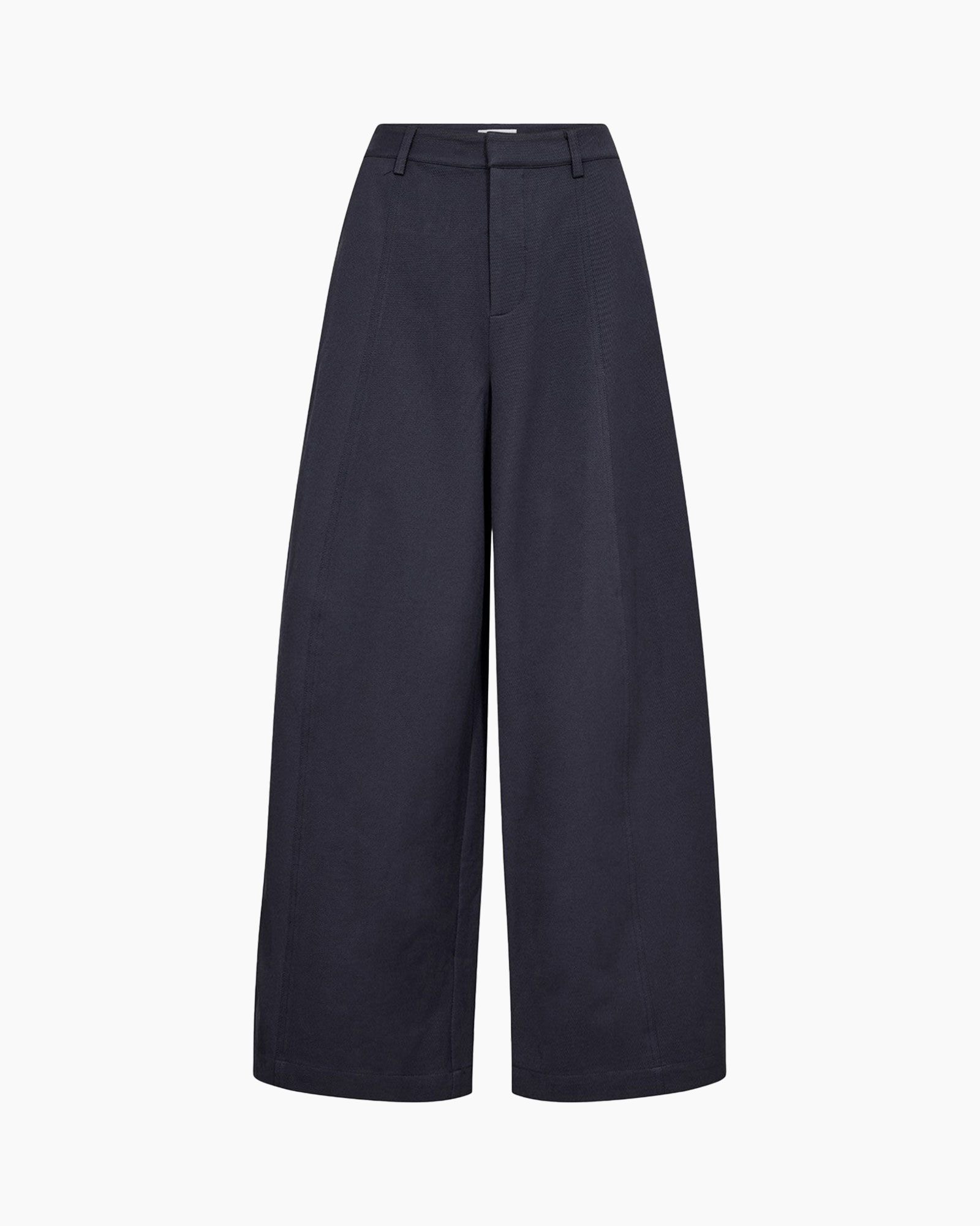 broek, wijd, marineblauw, katoen, hoog taille