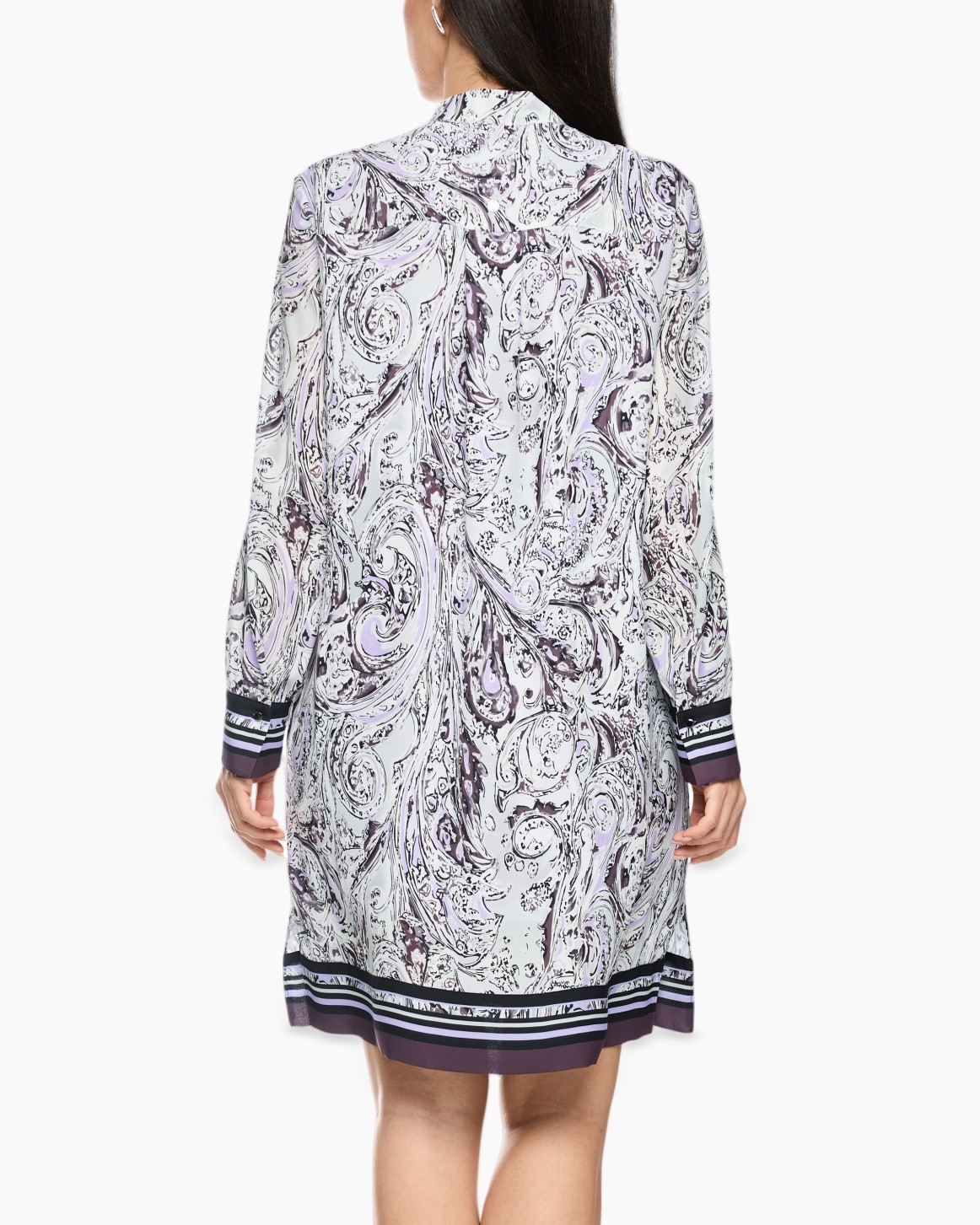 paisley, print, lange mouw, hemdjurk, paars rand