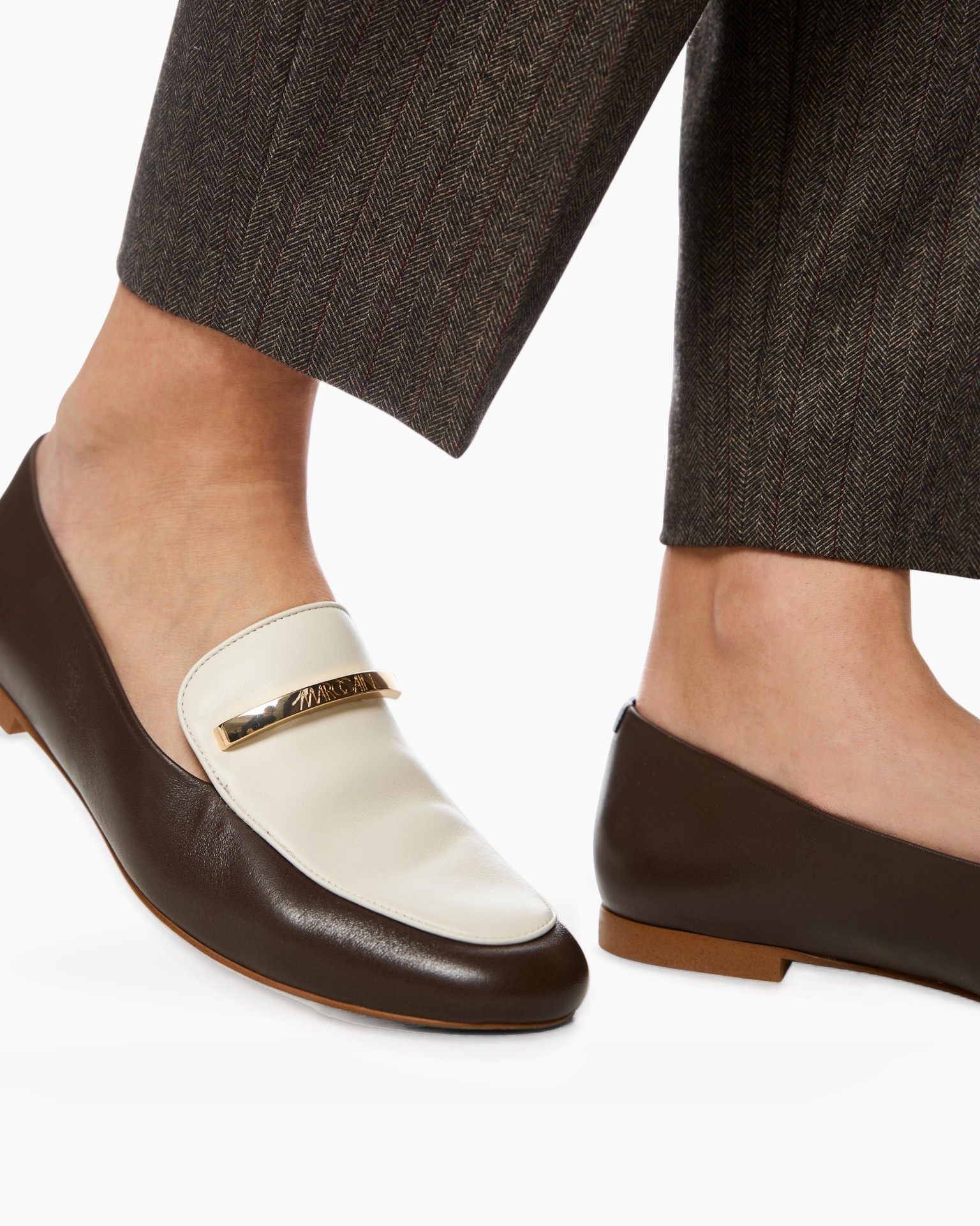 loafers, tweekleurig, leer, metalenDetail, slipon