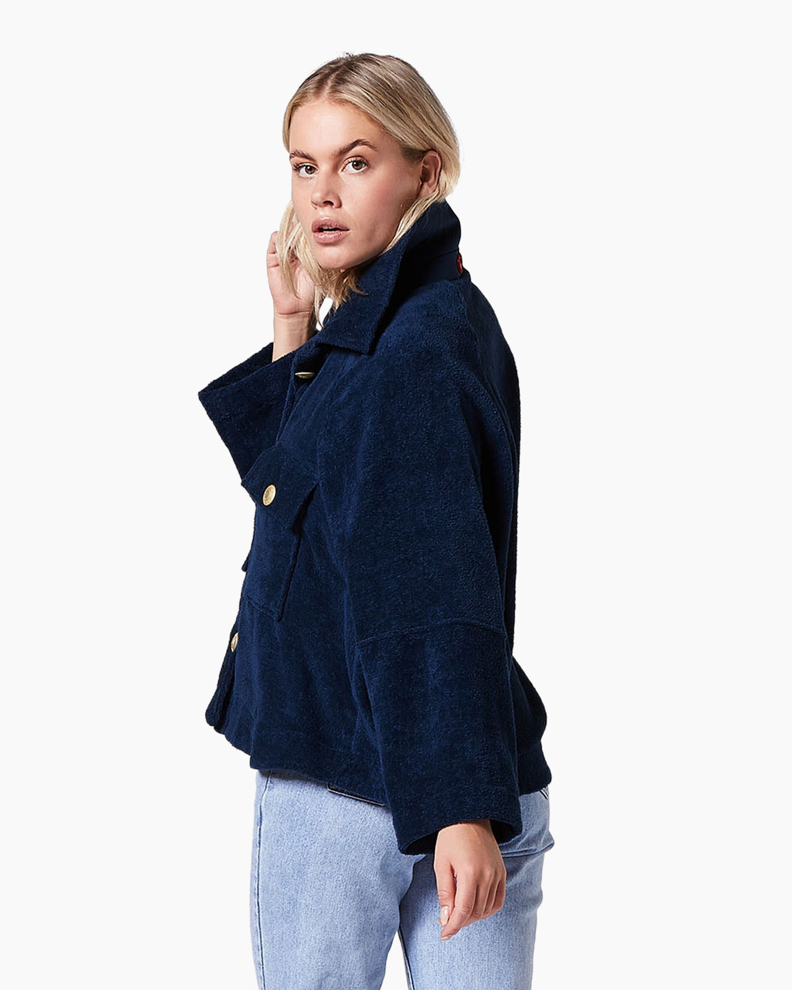 jacket, corduroy, navy, pocketed, buttons