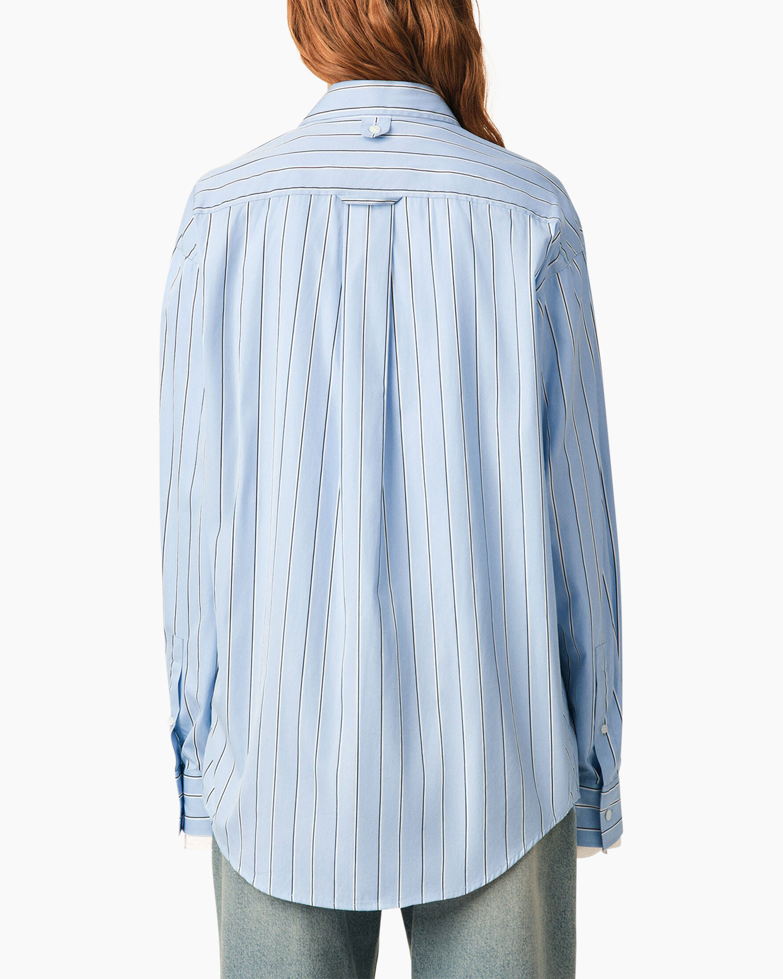 hemd, gestreept, blauw, oversized, knopen