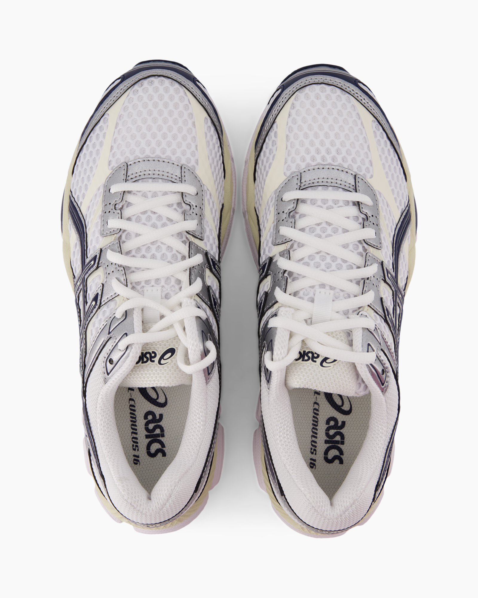 sneakers, sportschoenen, mesh, vetersluiting, wit/grijs