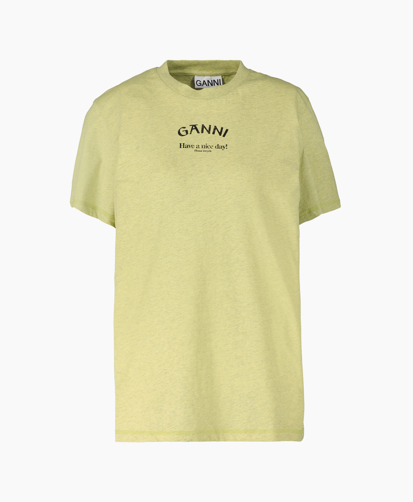Ganni T-shirt Korte Mouw T3562 Groen