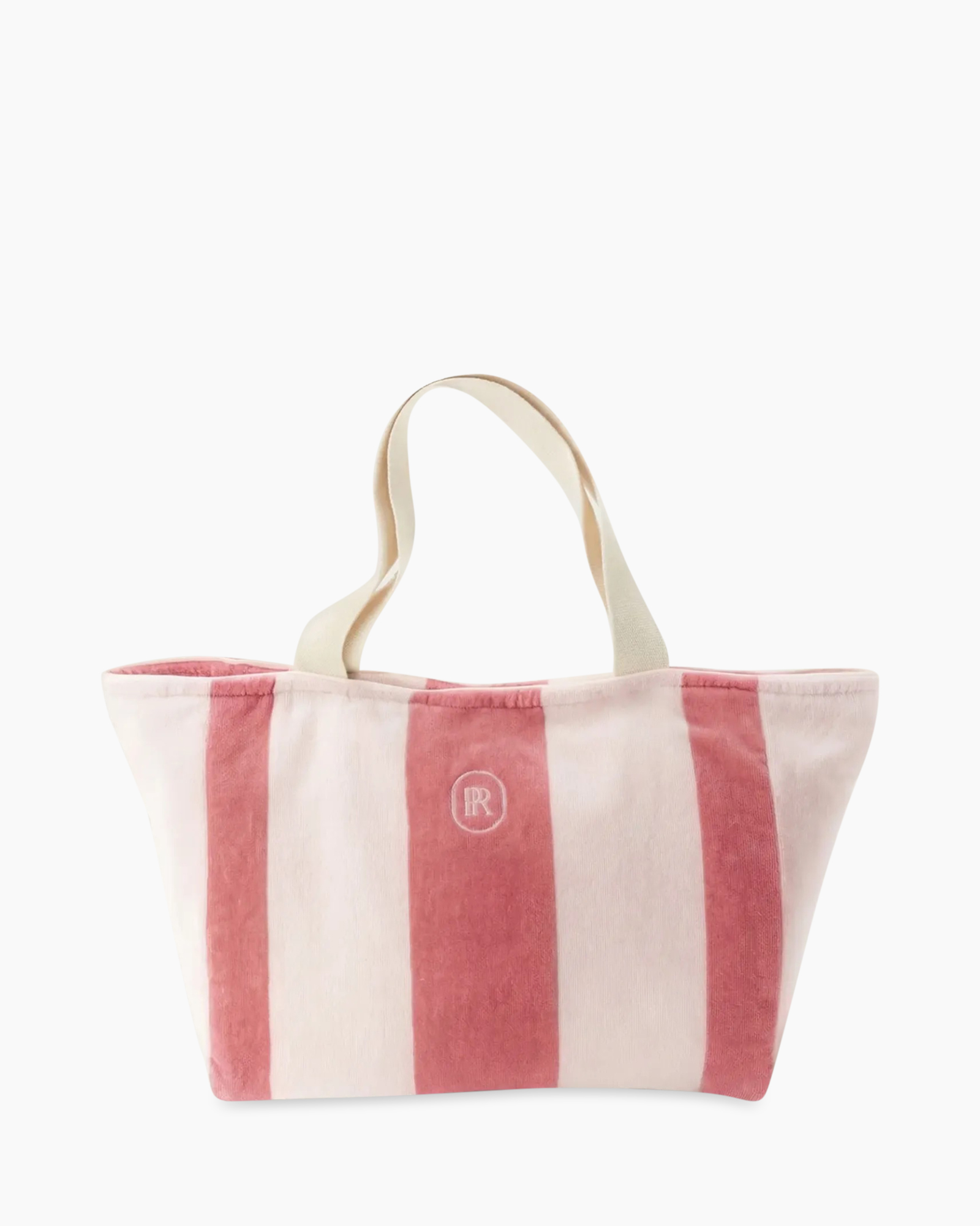 tote, pink stripes, canvas bag, handheld, logo circle