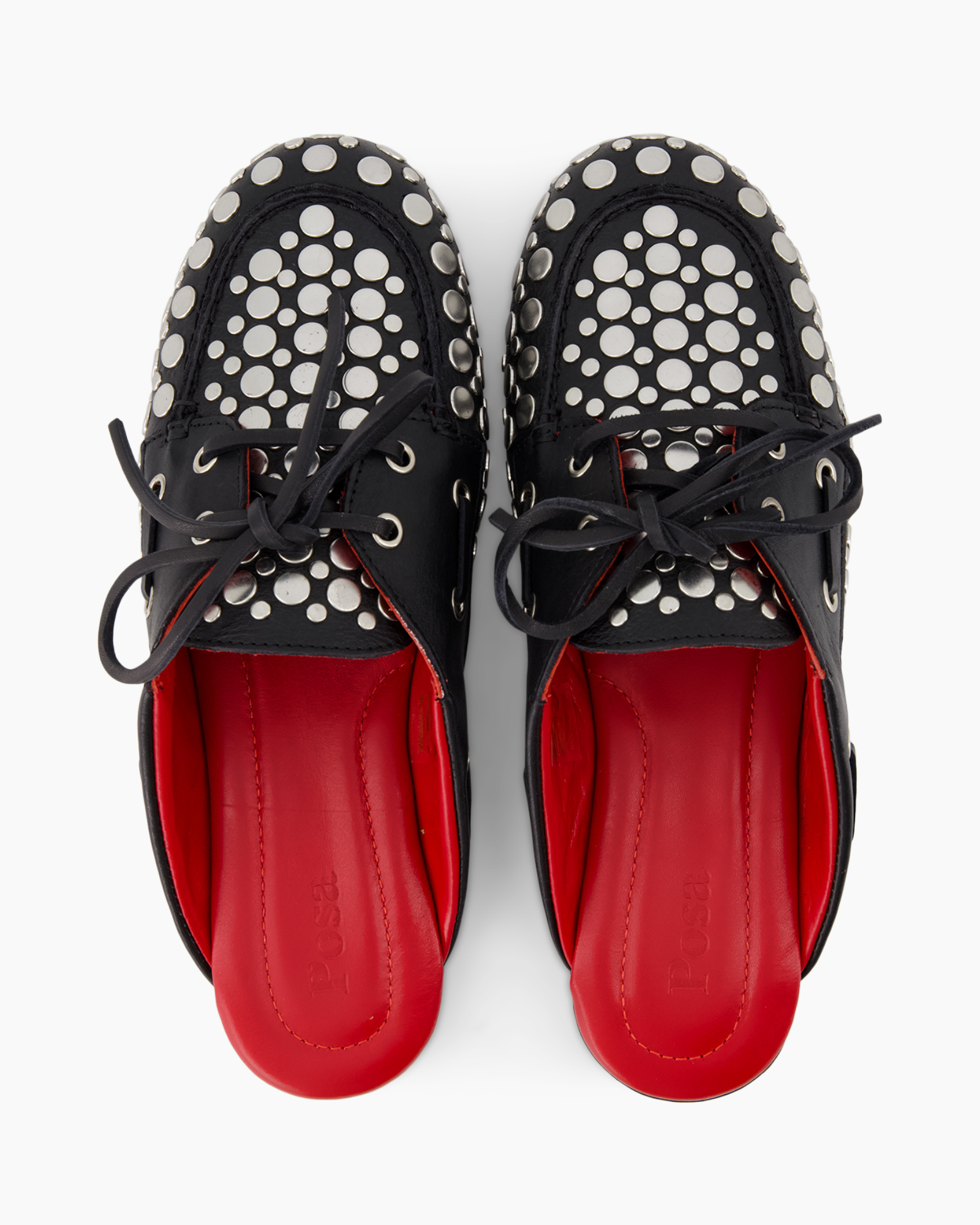 our-loafers, leer, zwart, gestudseld, rode-zool