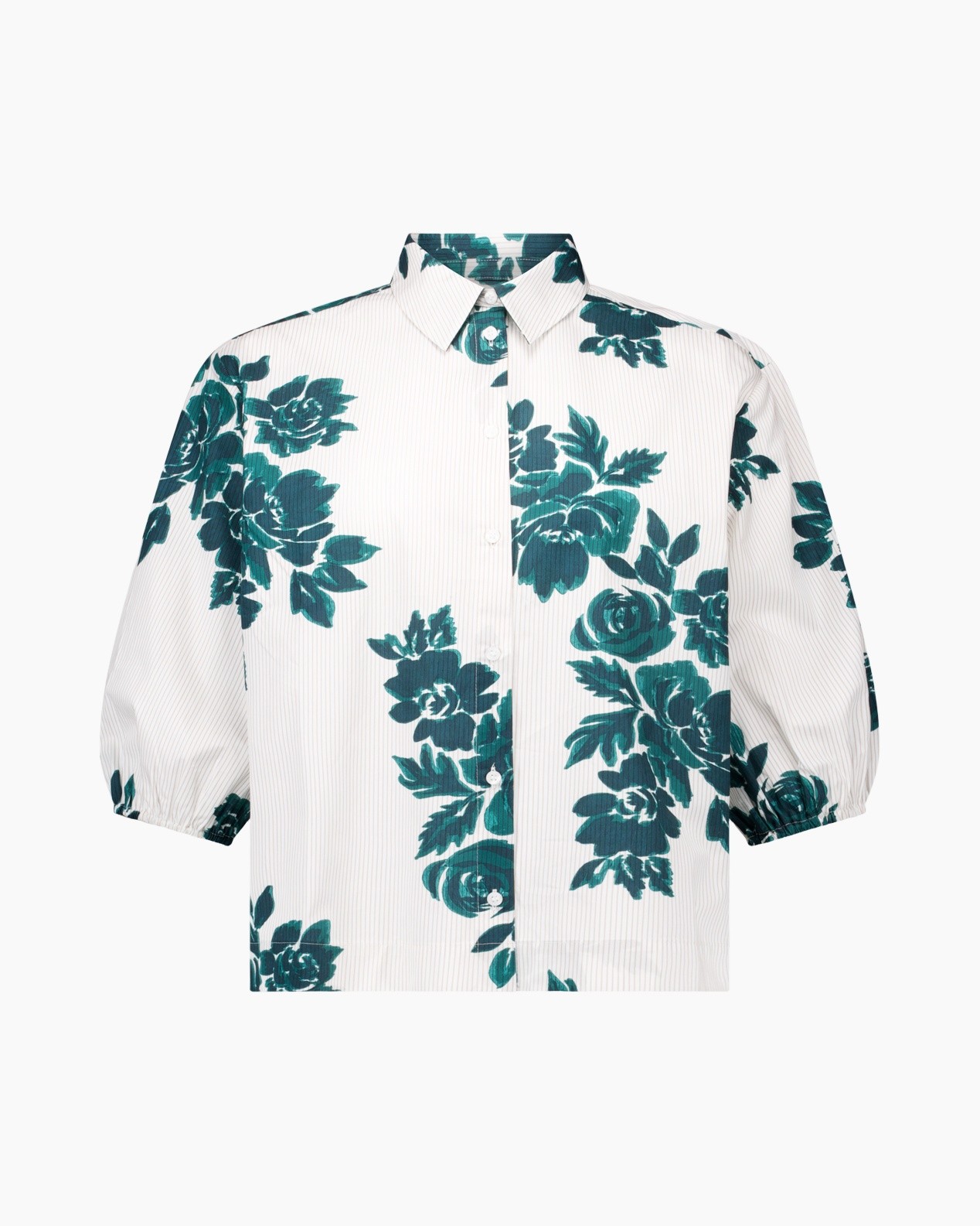 hemd, blouse, bloemig, korte mouw, groene patroon