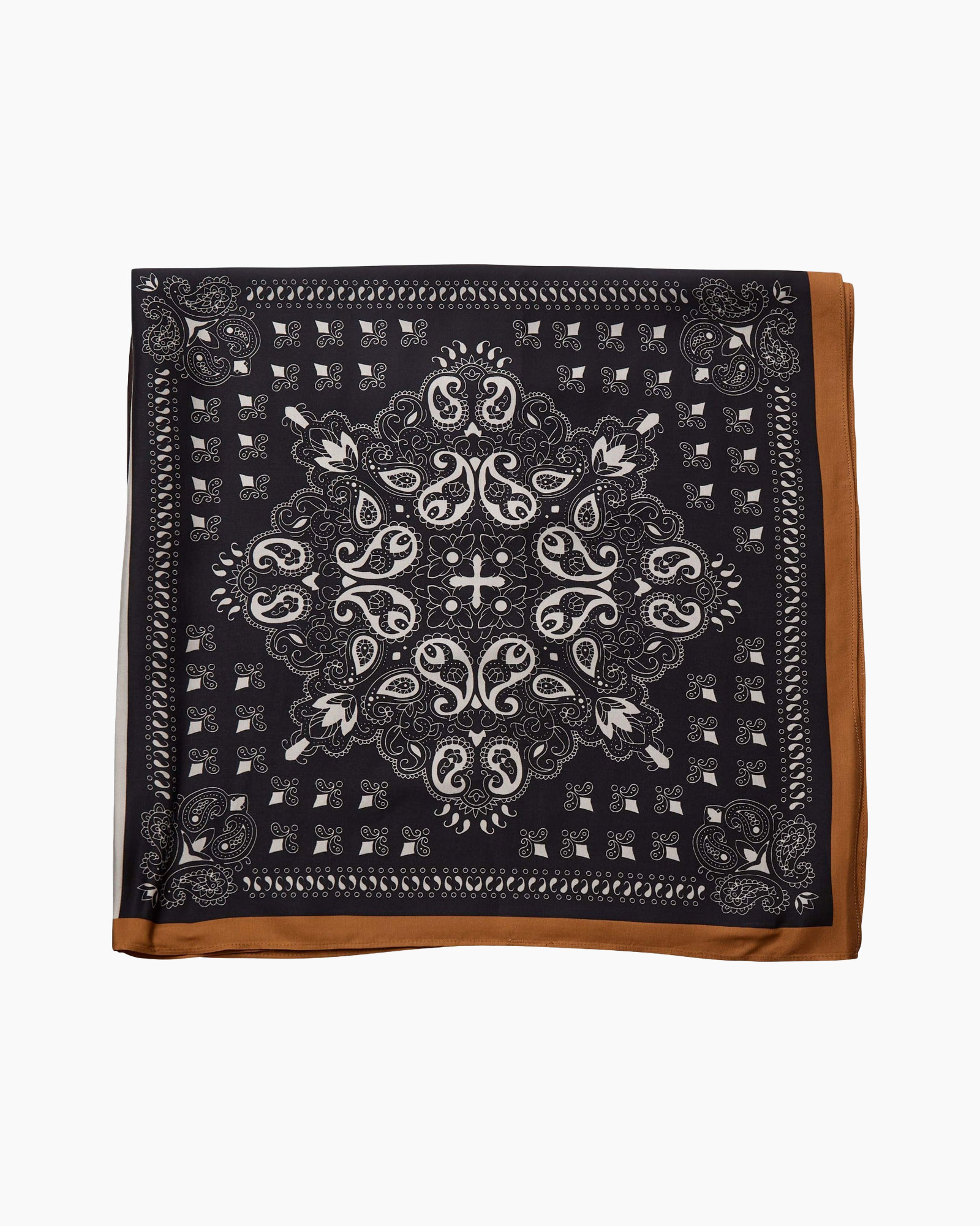 sjaal, bandana, paisley, zwart, bruin