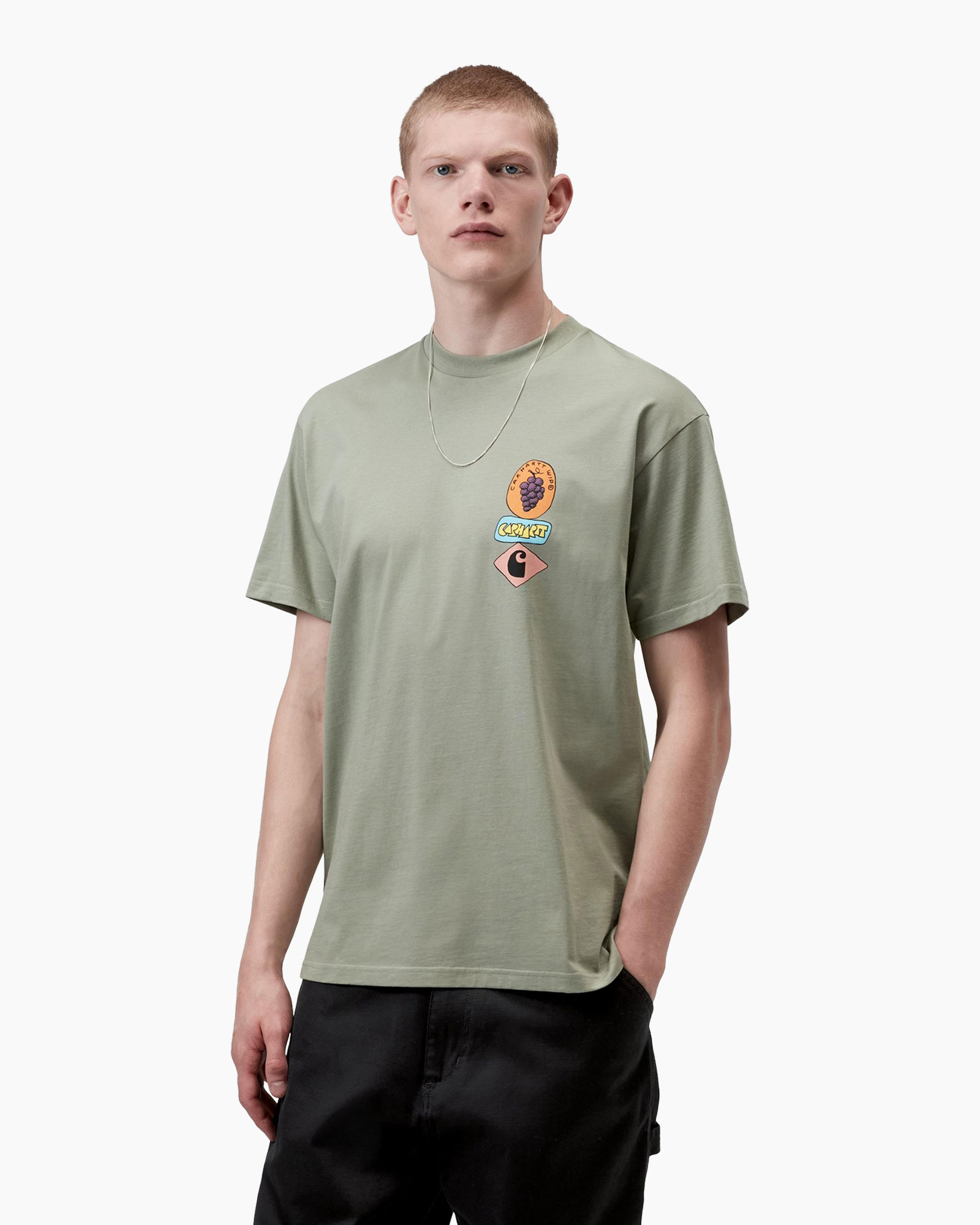 t-shirt, mouwloos, olijfkleur, grafische patch, ronde hals