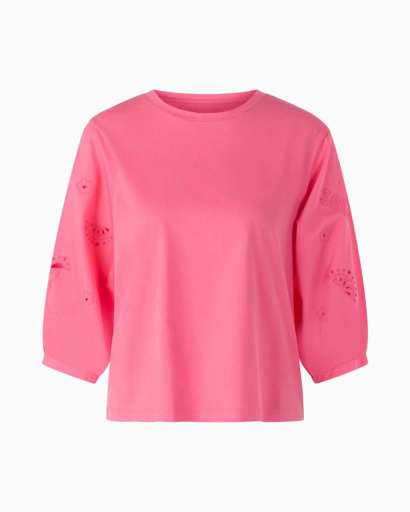 t-shirt, lange mouwen, roze, borduring, kids