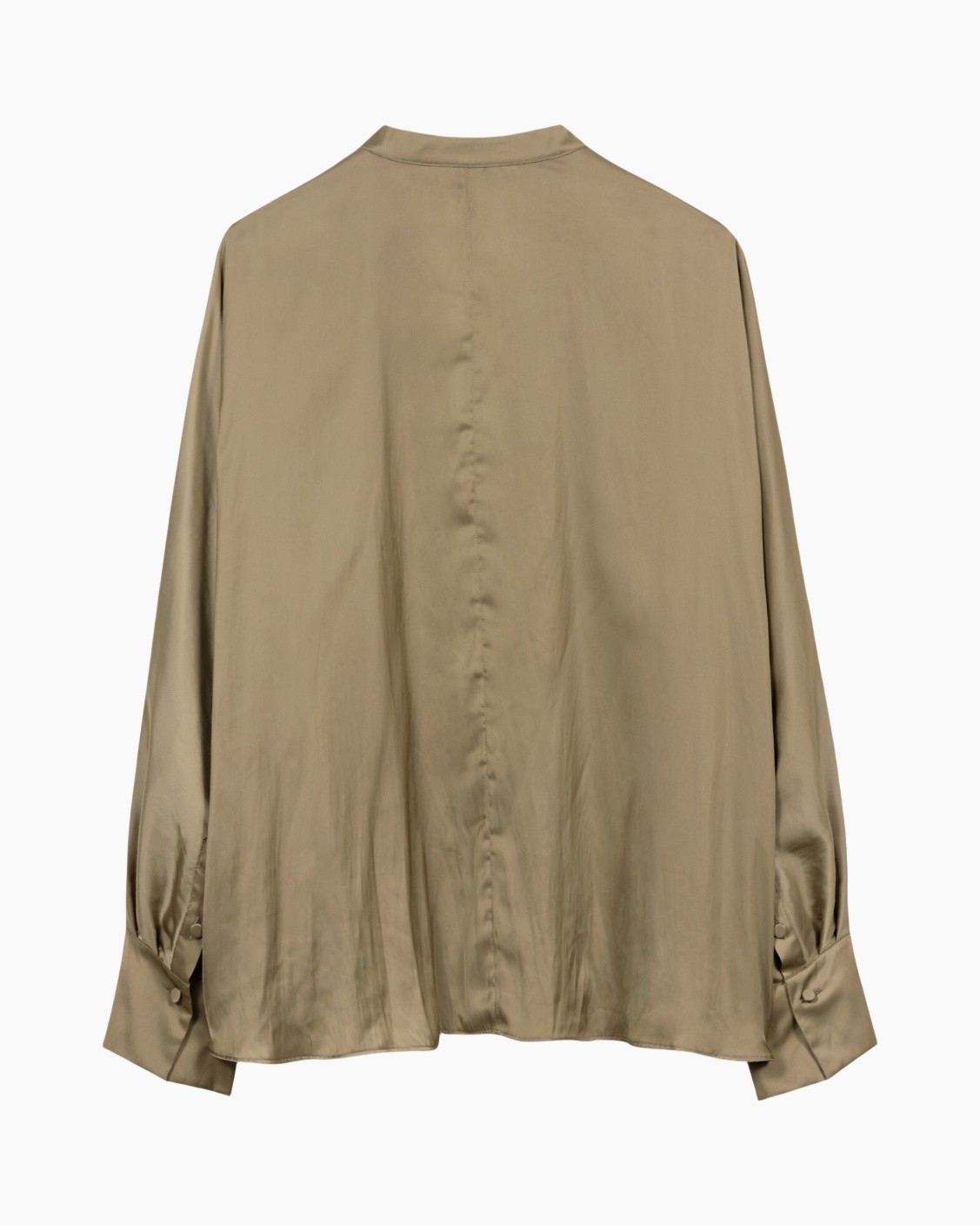 zijde, blouse, beige, lange mouw, knopen