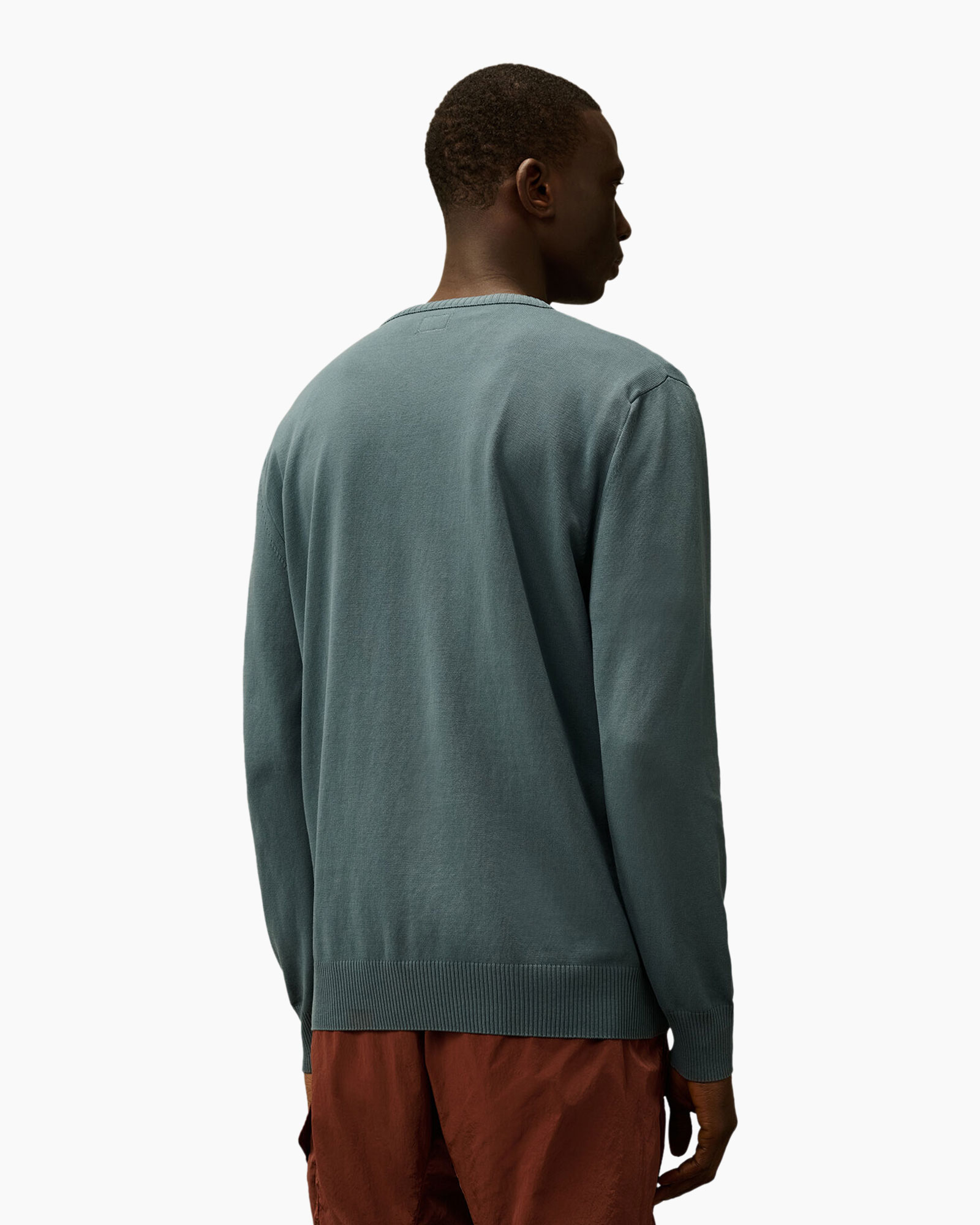 Pullover Cotton Crepe Crewneck Goggle Donkergrijs