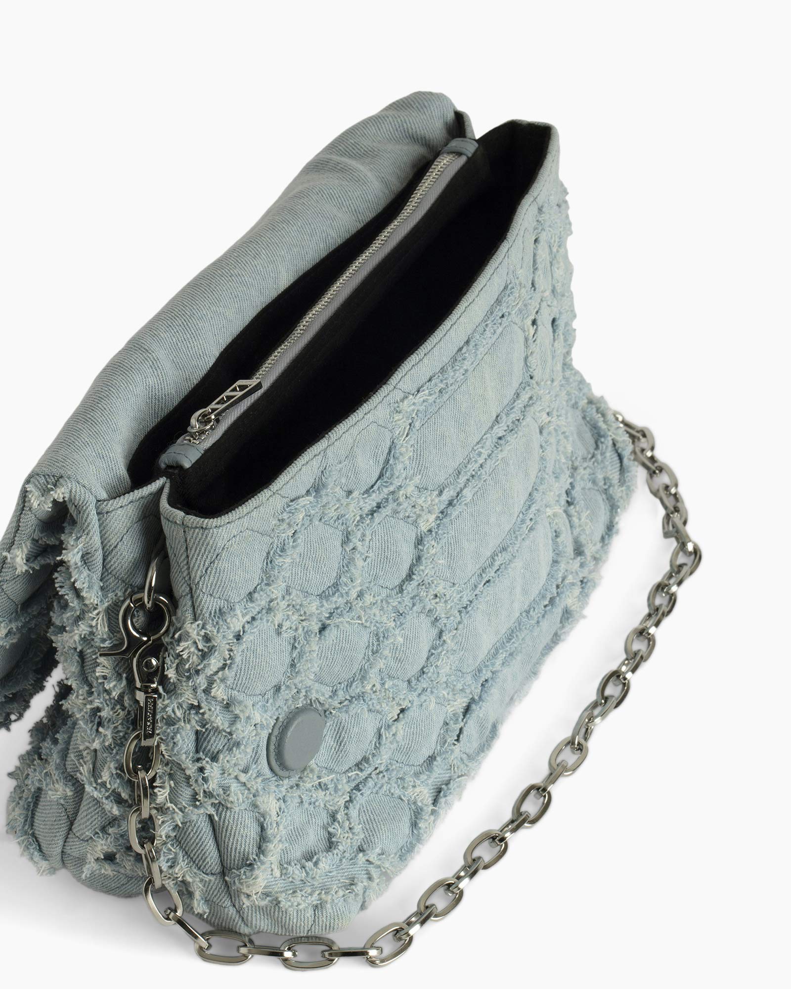 Crossbody Tas Rocky Fringed Denim Licht Blauw