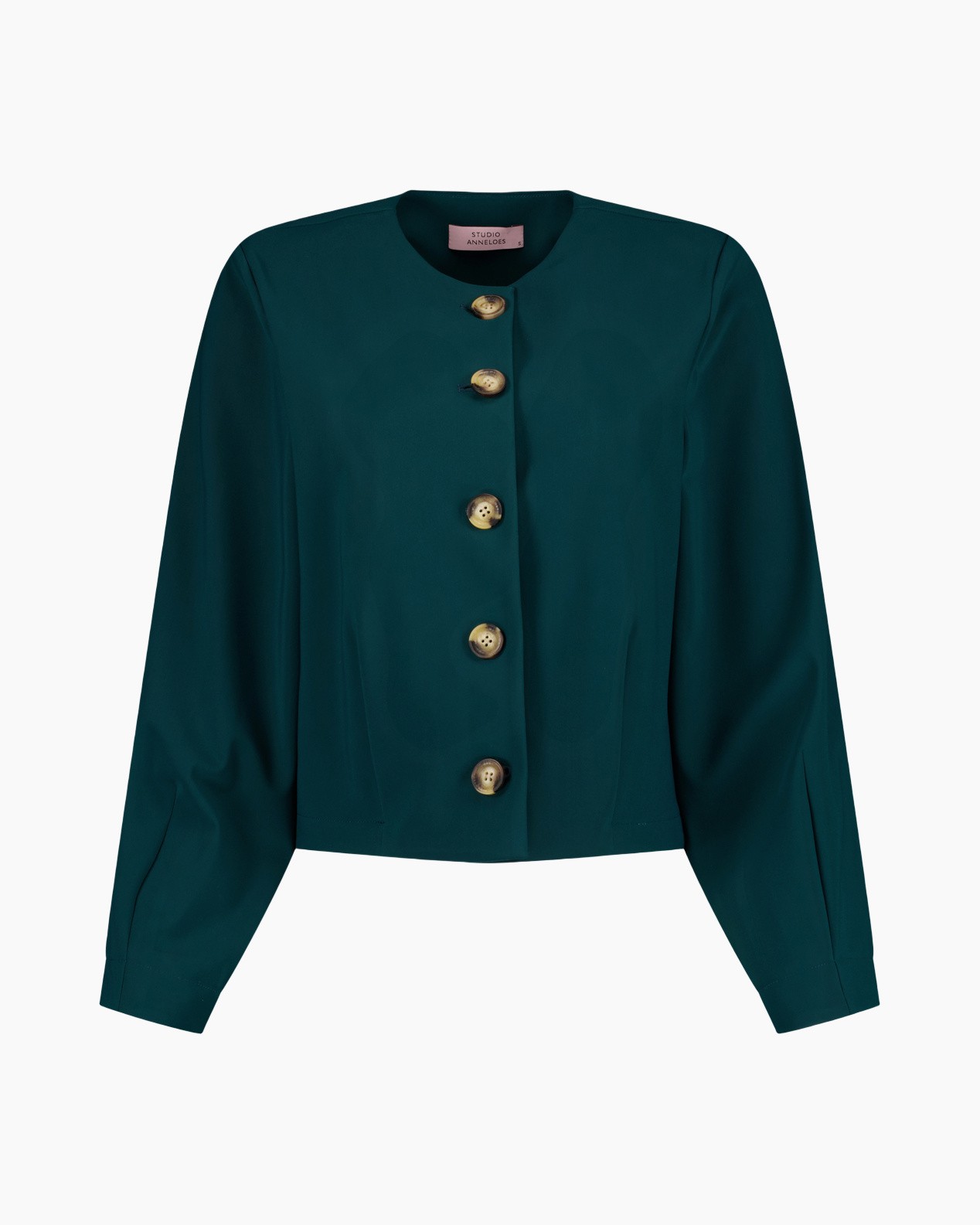 blouse, teal, knopjes, lange mouwen, eenvoudig