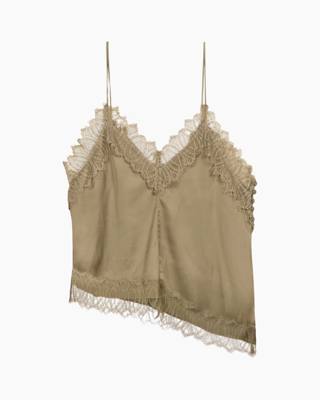mouwloze top, kant, spaghettibandjes, beige, slip top