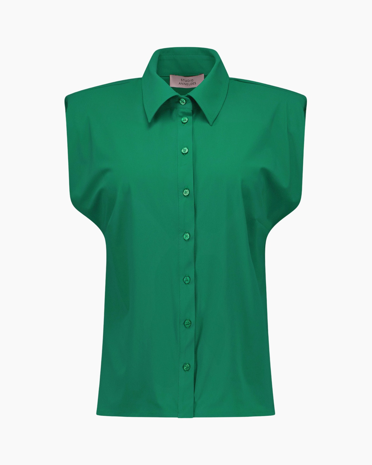 groen, hem, knopenoverhemd, kraag, mouwloos