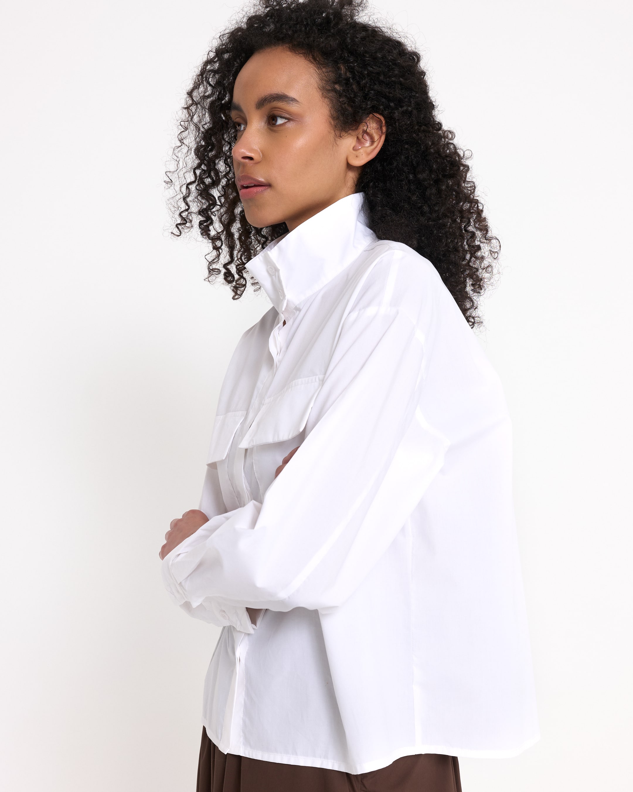 hemd, wit, kraag, lange mouwen, zakken