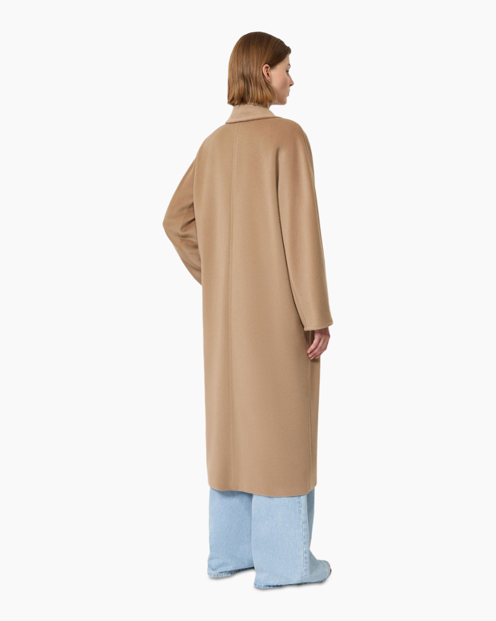 camel, jassen, lang, overjas, achterkant