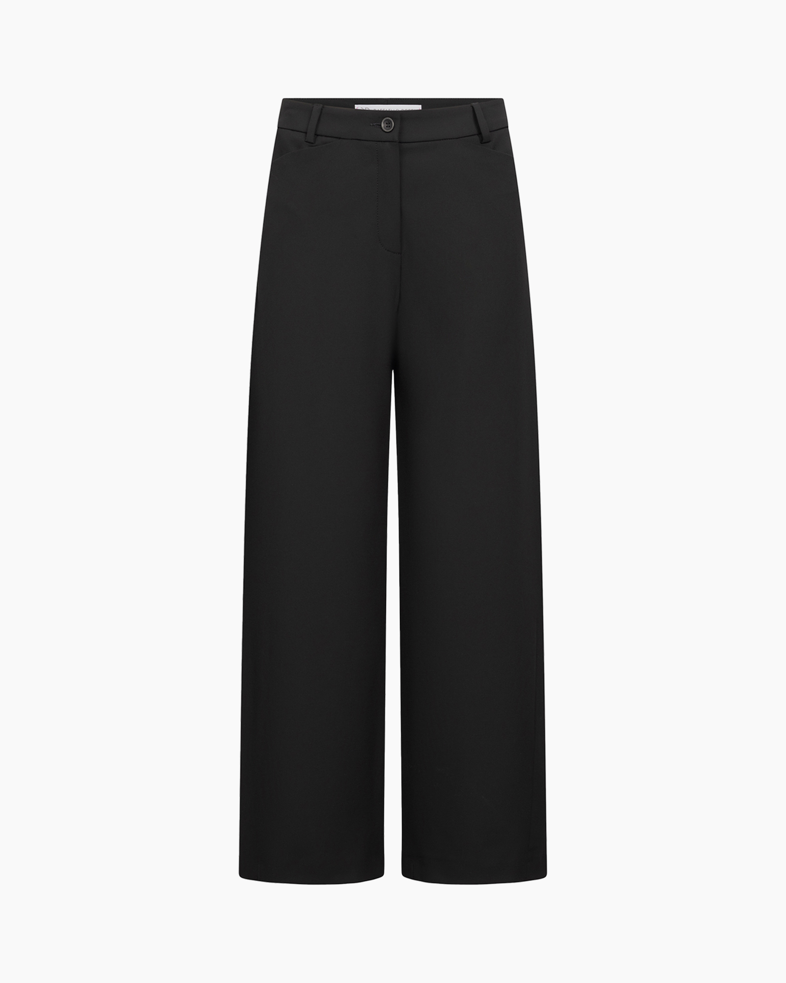 broek, broeken, wijd uitlopend, zwart, hoge taille
