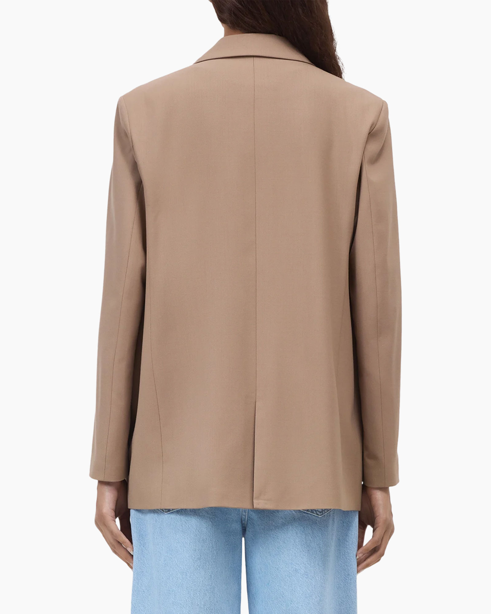 blazer, jas, beige, enkelrij, gelijnd
