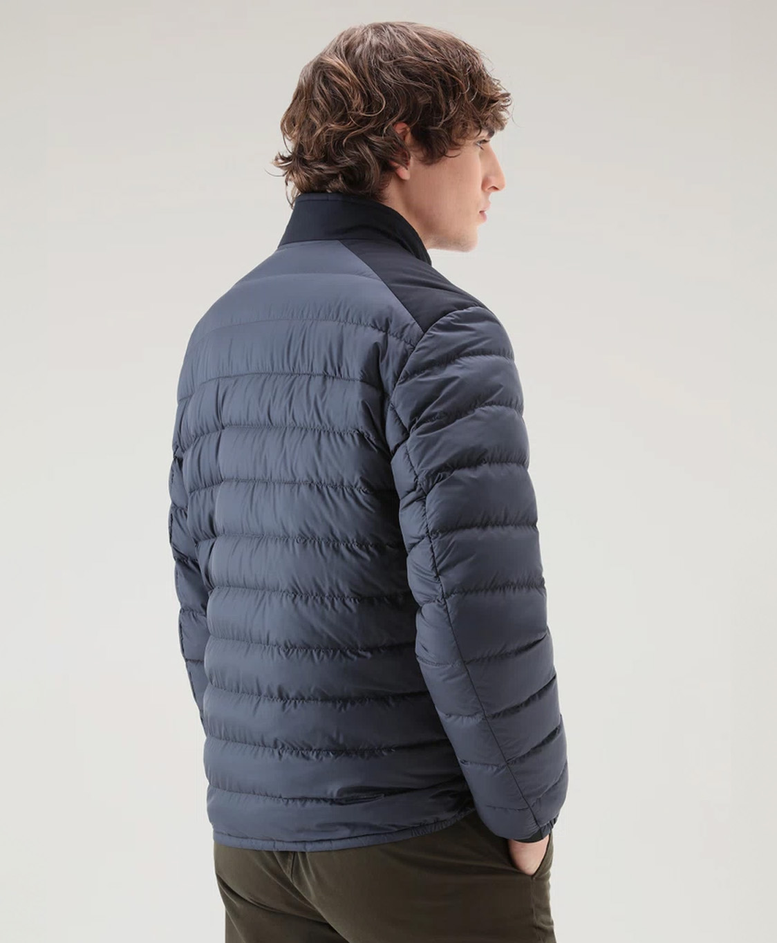 mosterd Meter nevel Woolrich Jas Bering Tech Blauw