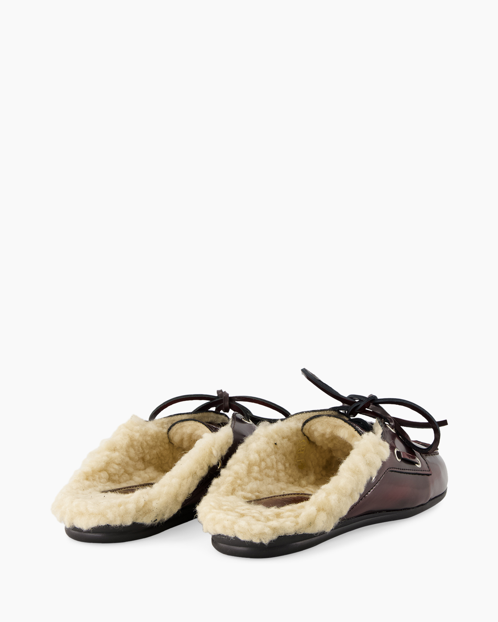 pantoffels, moccasins, shearling, leer, bruin