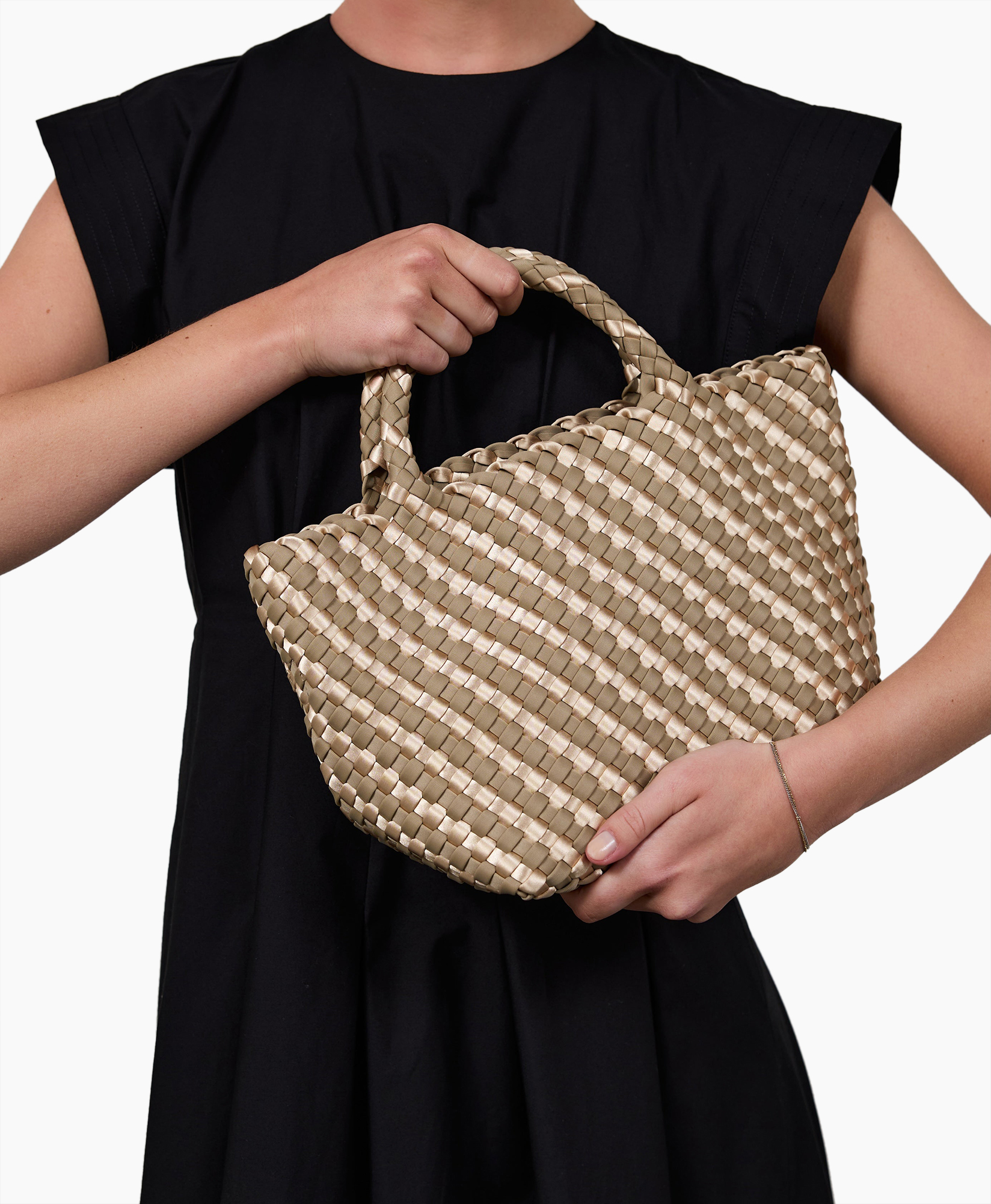 handtas, geweven, beige, riempje, koffertje