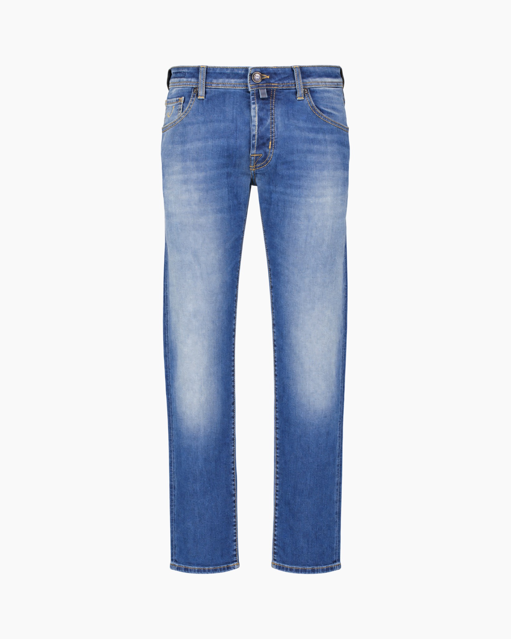 broek, denim, blauw, distressed, zak