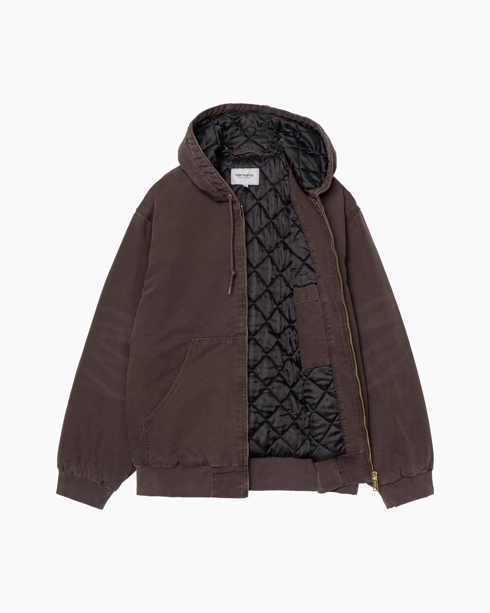 kap/hooded, jas, bruin, gevlochten, rits