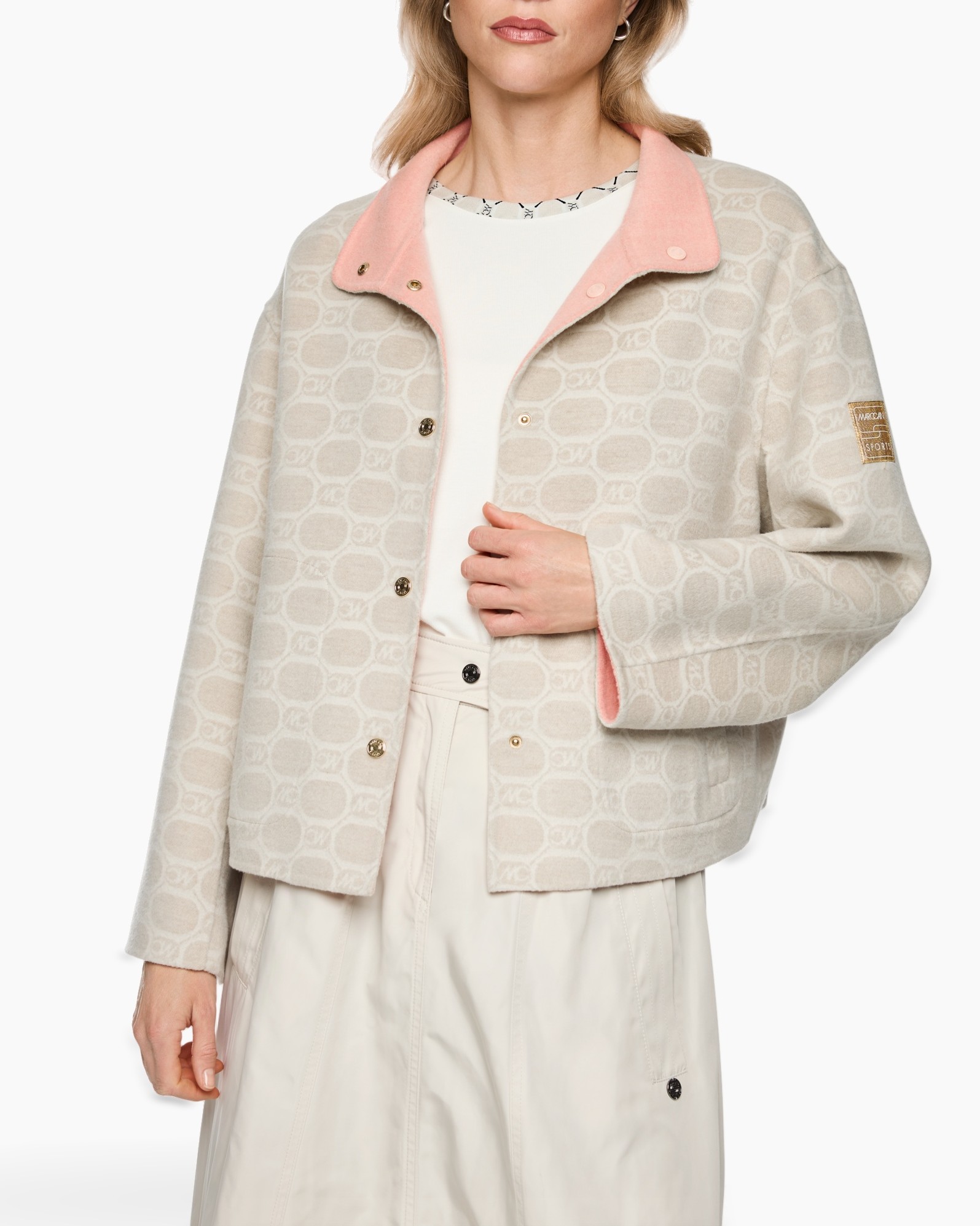 coat, jacke, muster, roze kraag, beige
