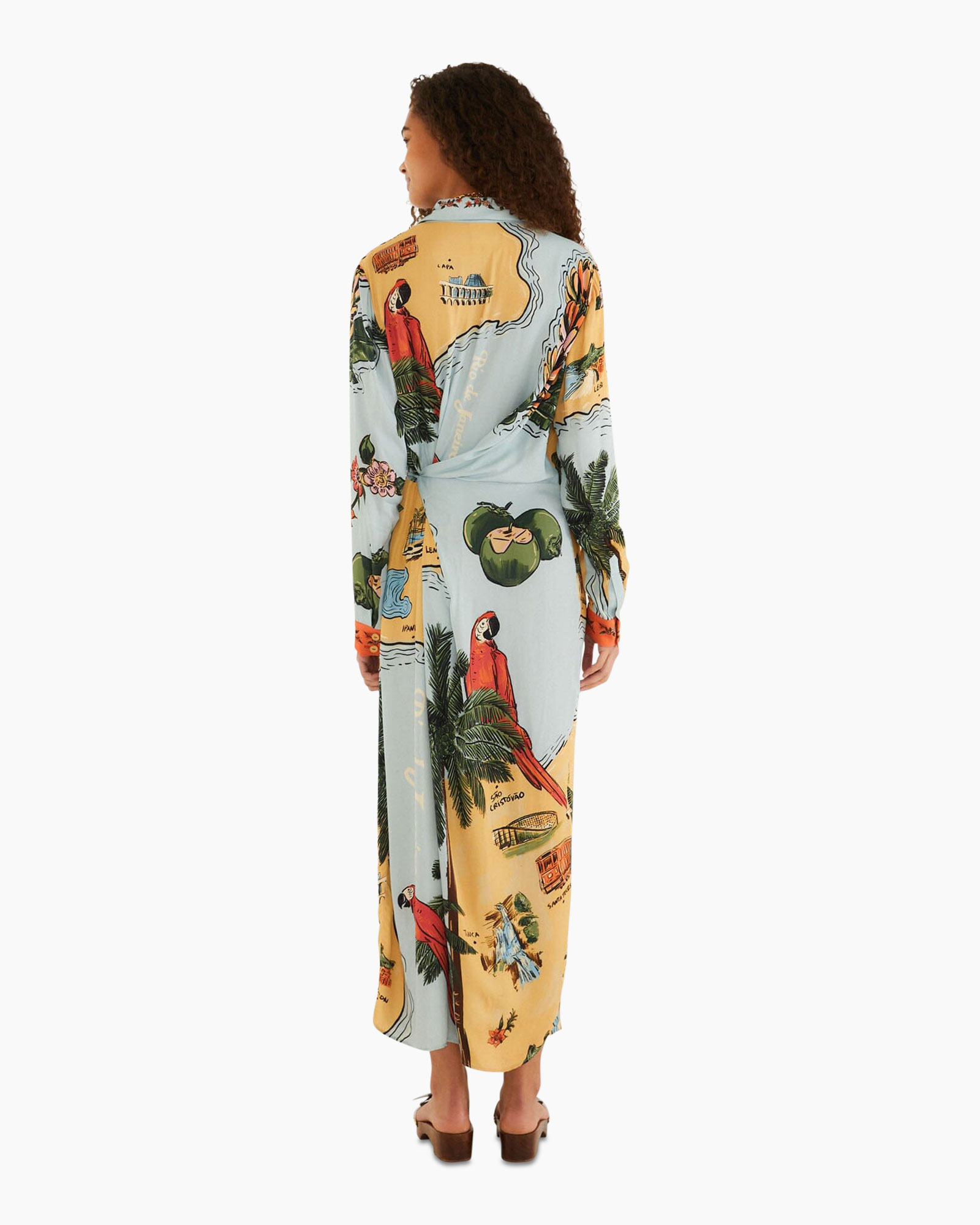 kimono, lange jurk, bloemenpatroon, turkoois, wrap jurk