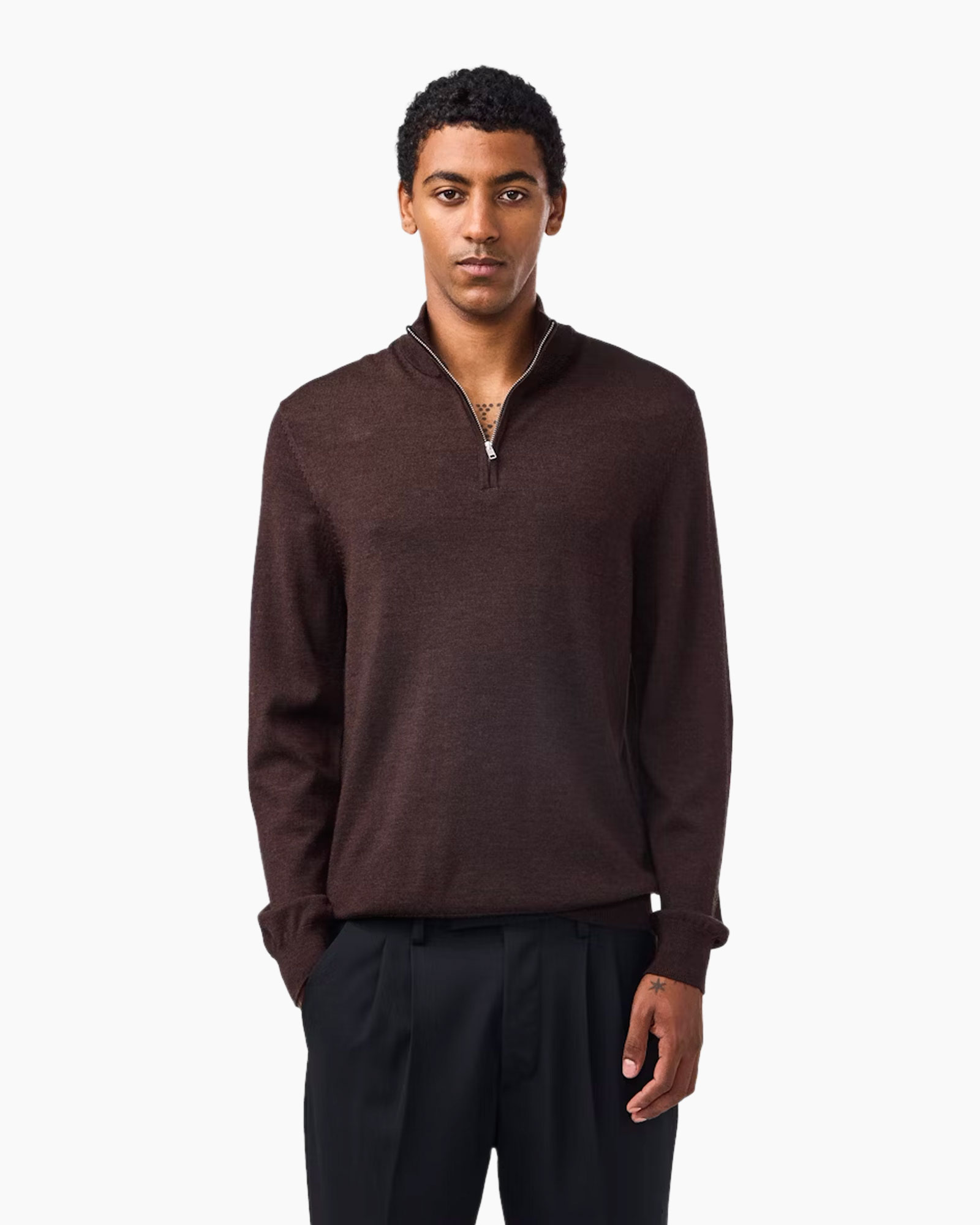 Pullover Sergio Zip Mock 6605 Bruin