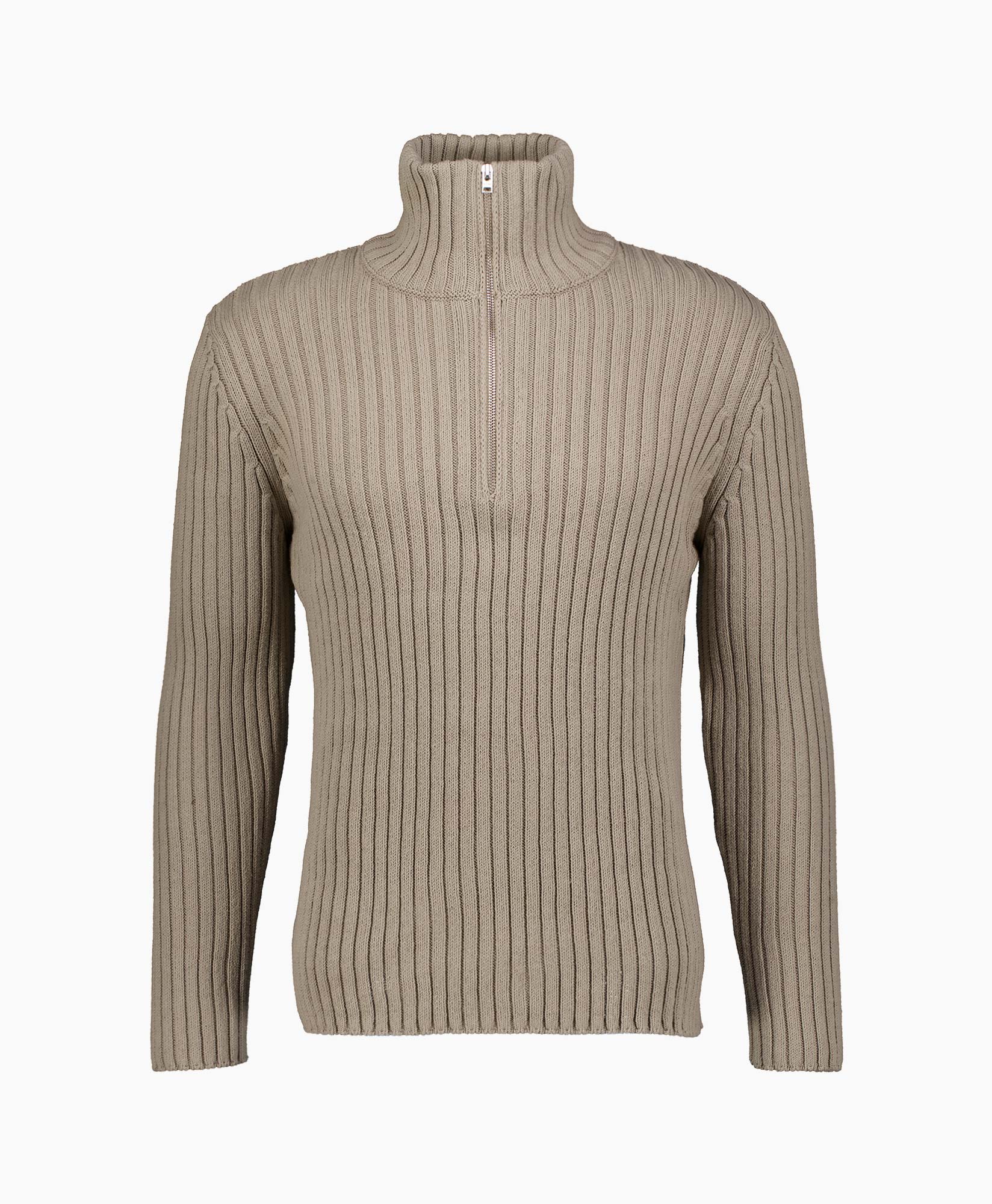 Pullover Knitted Half Zip Grijs