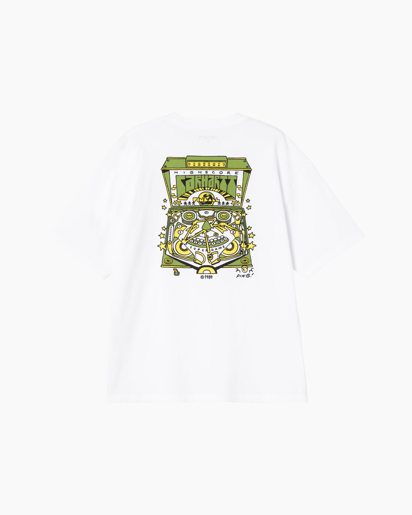 t-shirt, grafische, korte mouw, wit, pinball-kunst