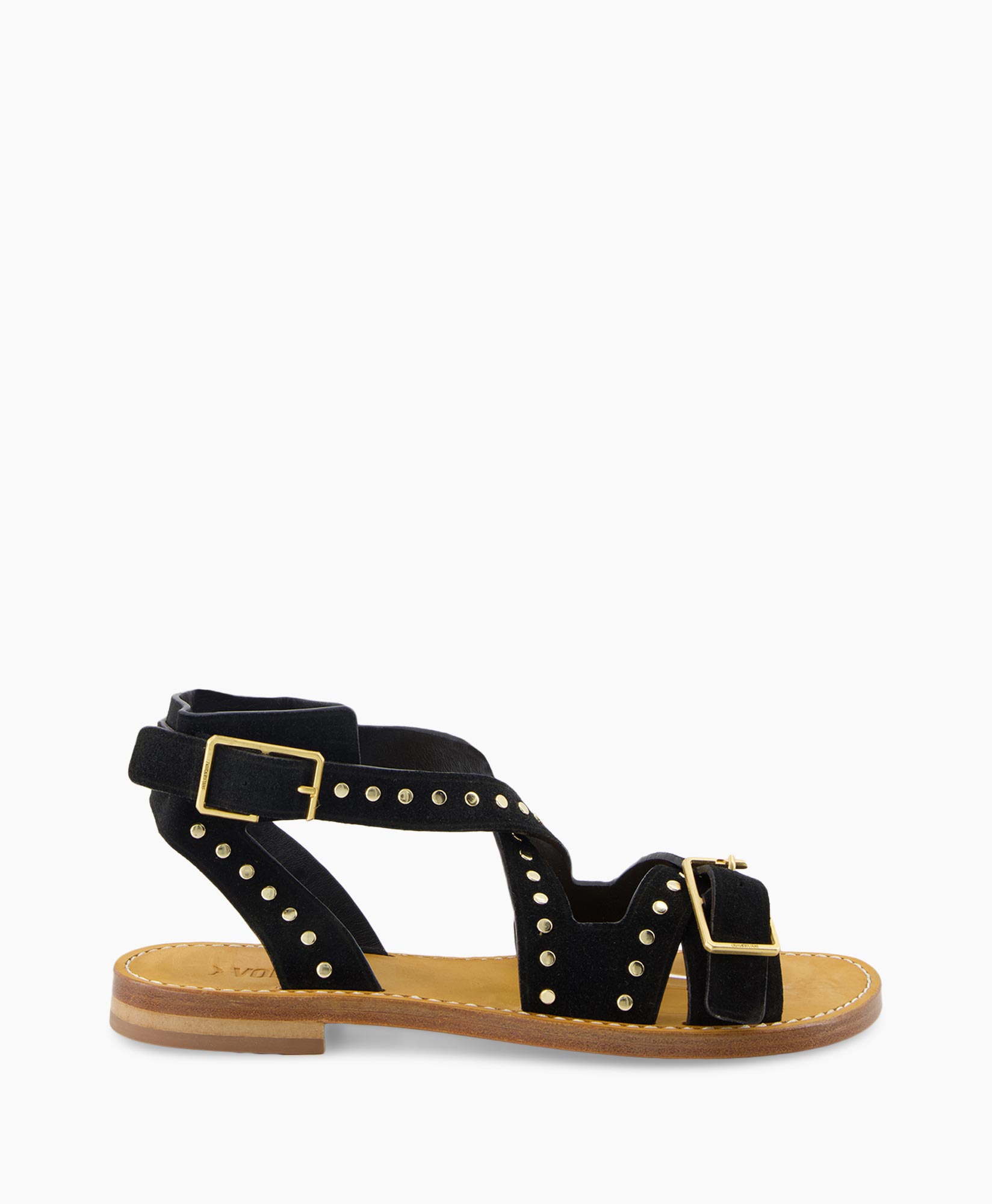 Sandaal Zonder Hak Cecilia Caprese Suede + Studs Zwart