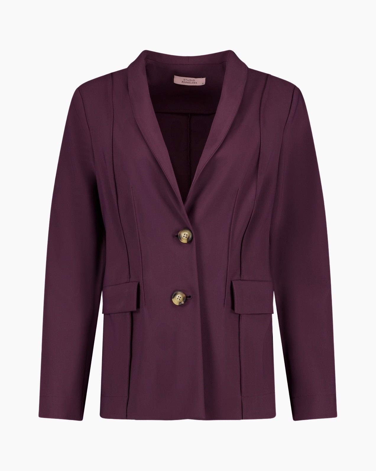 blazer, jacket, paars, eenzelfde knoop, twee knopen