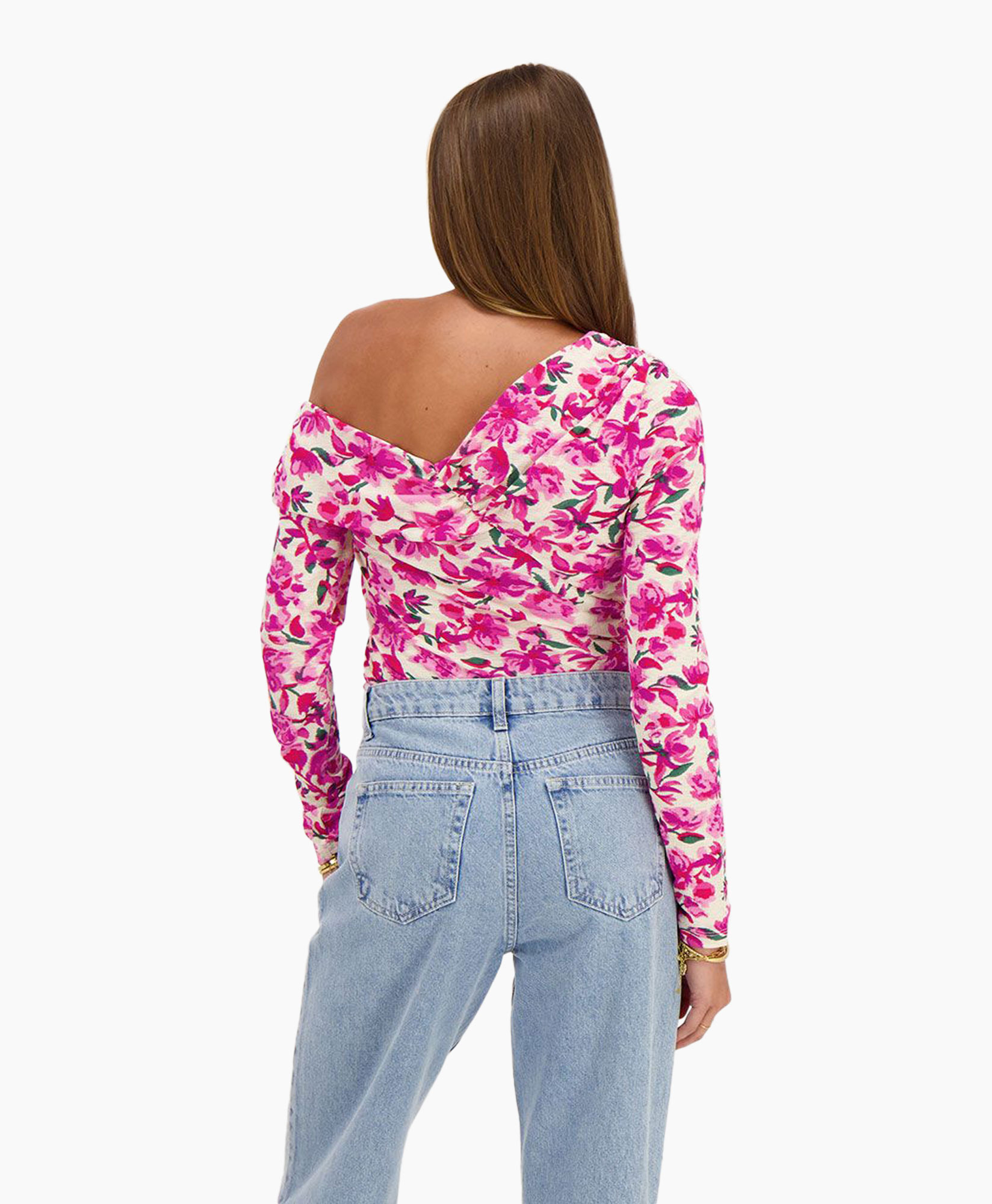 Top Off Shoulder Met Bloemenprint Rose