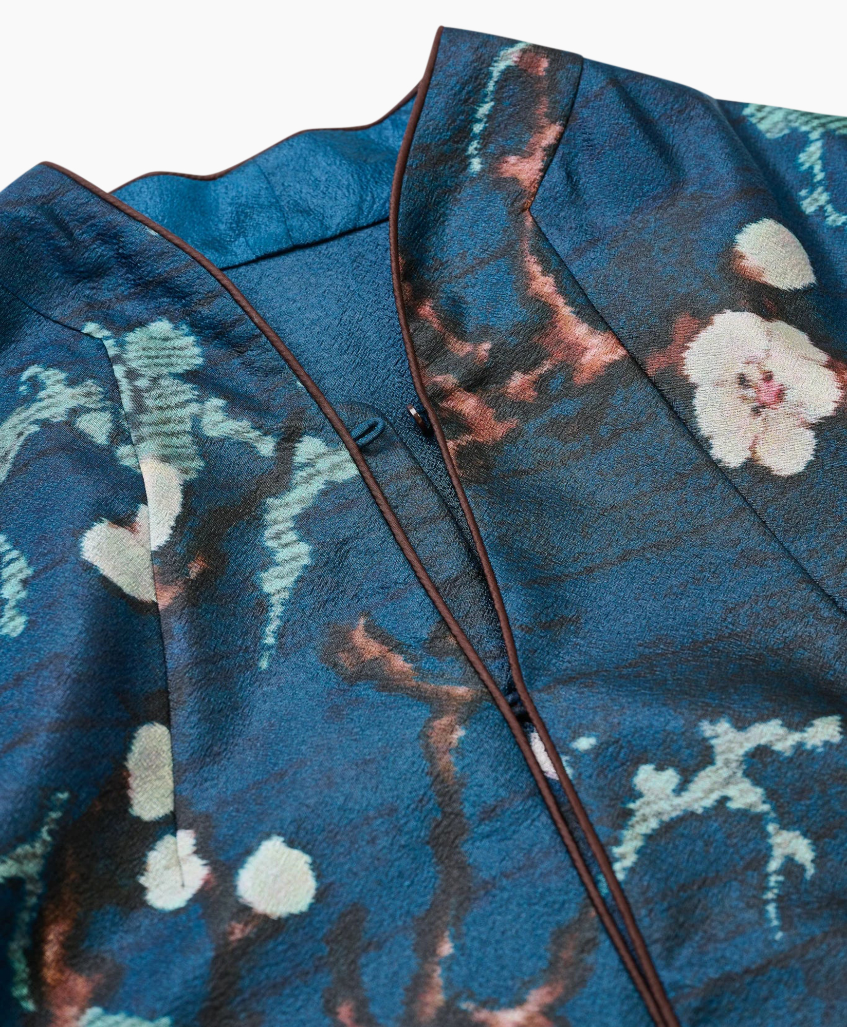 jas, bloemenprint, denim, lange mouwen, vest