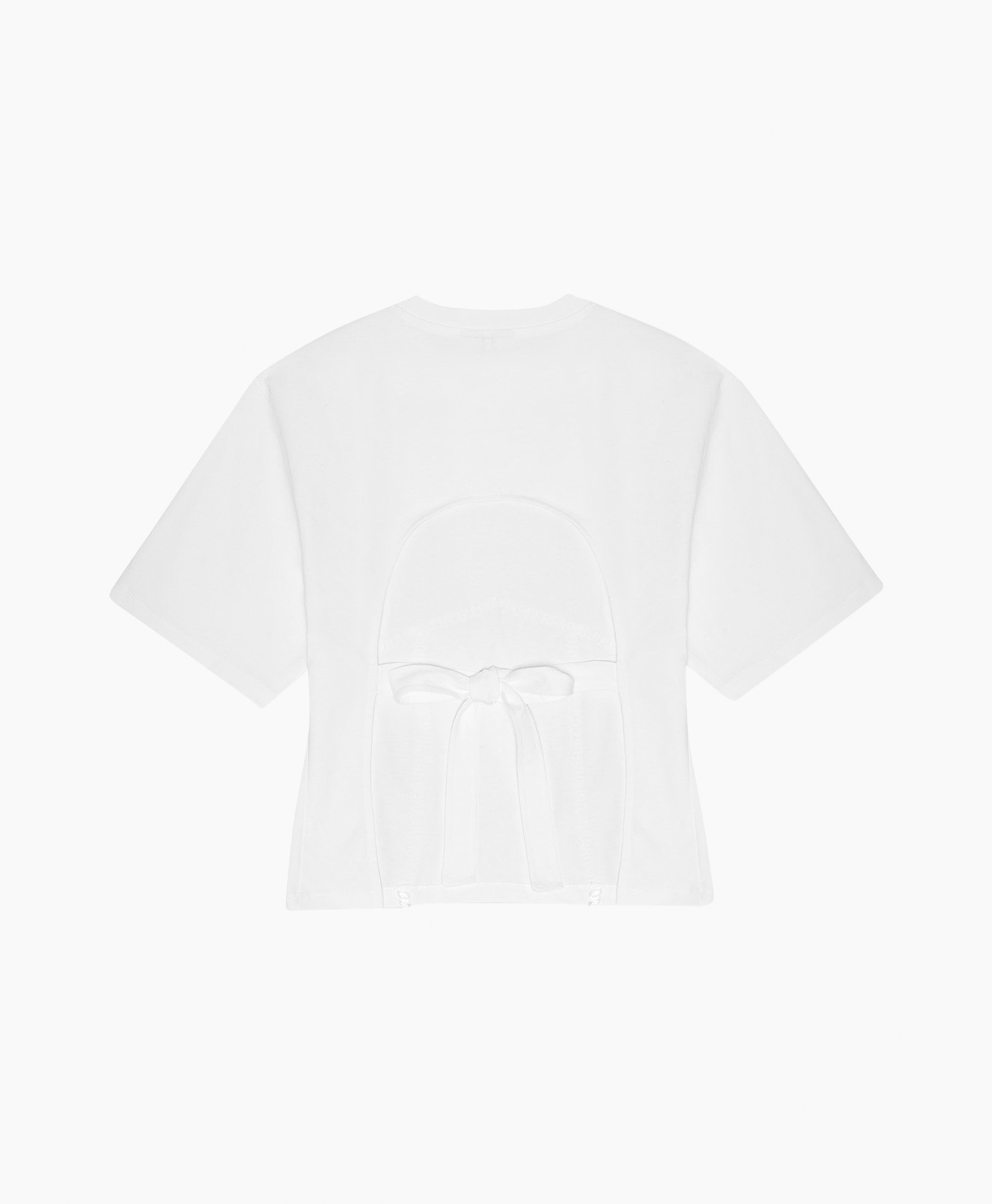 T-shirt Korte Mouw Heavy Cotton Tie Back Waisted Wit