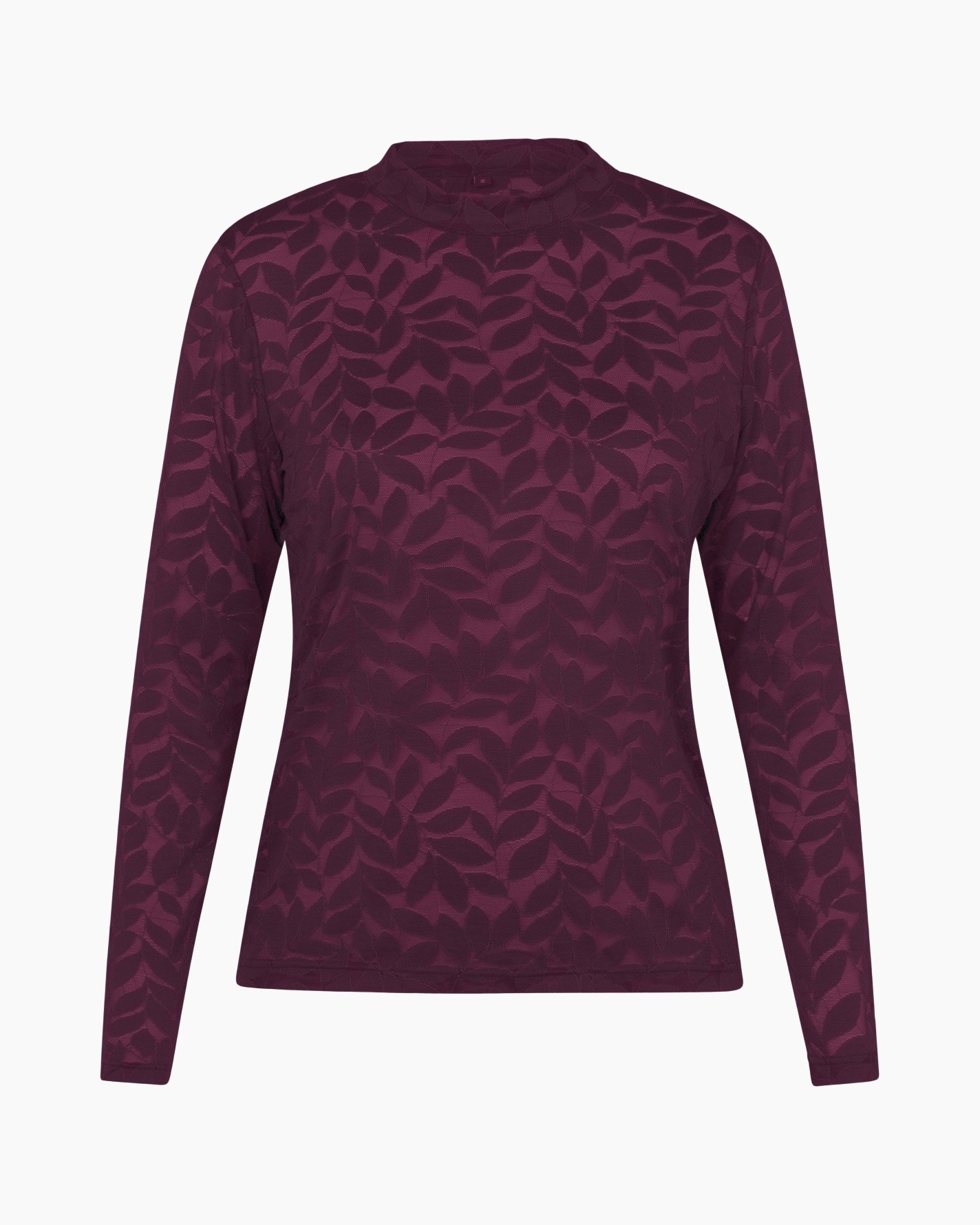 lange mouw, turtleneck, patroon, paars, top