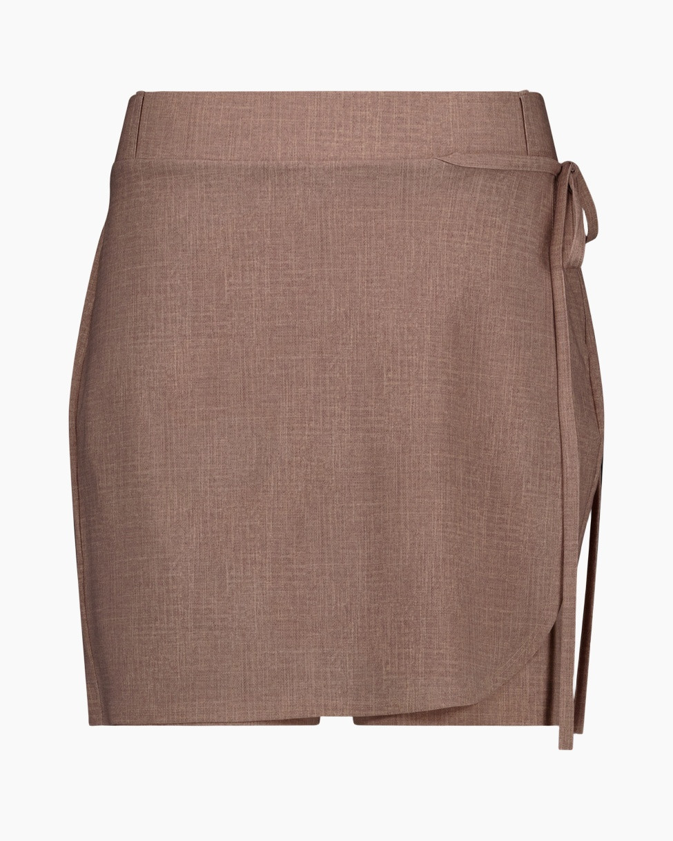 rok, wrap, linnen, eengemaakt, bruin