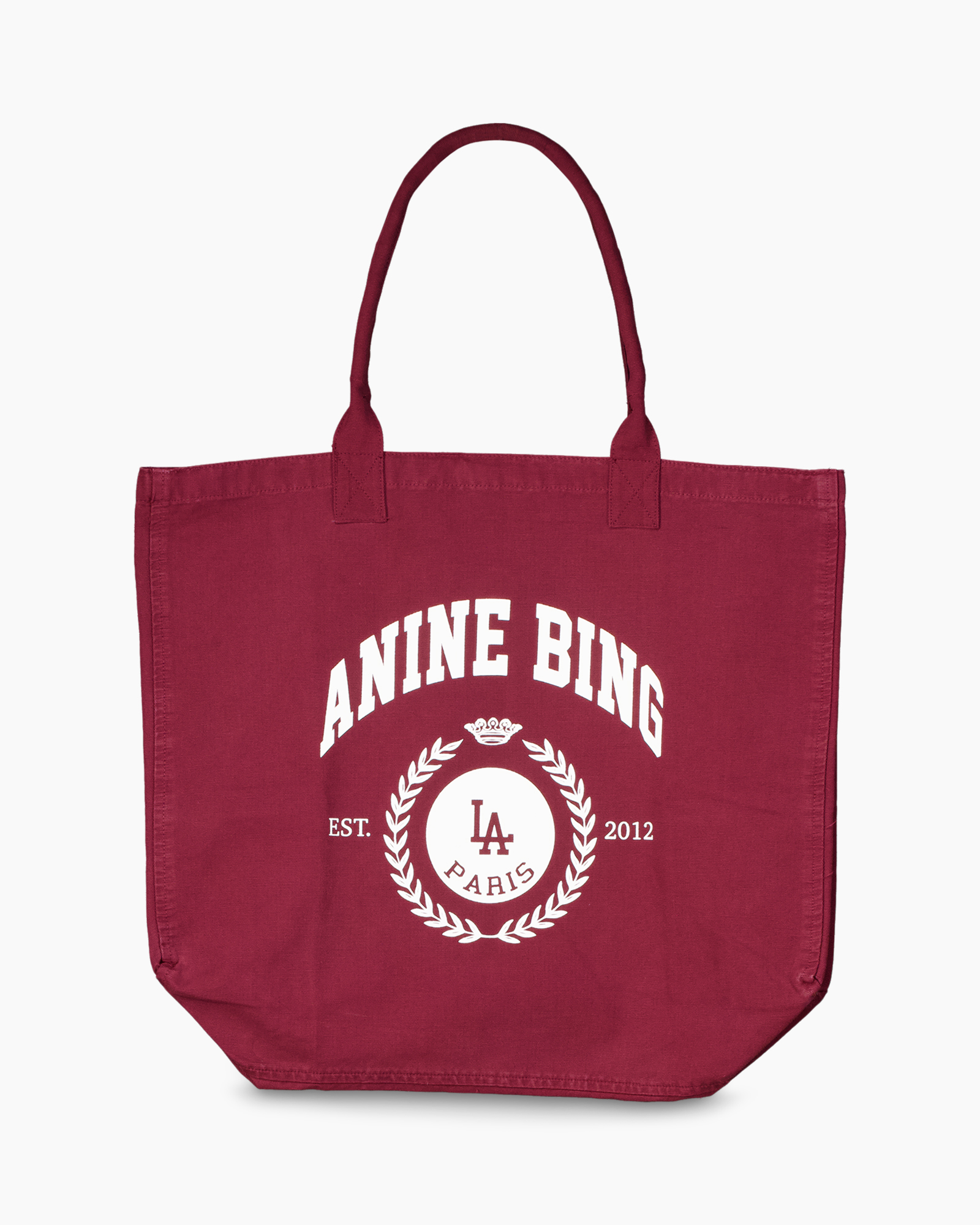 tas, canvas tas, schoudertas, maroon, LA Paris embleem