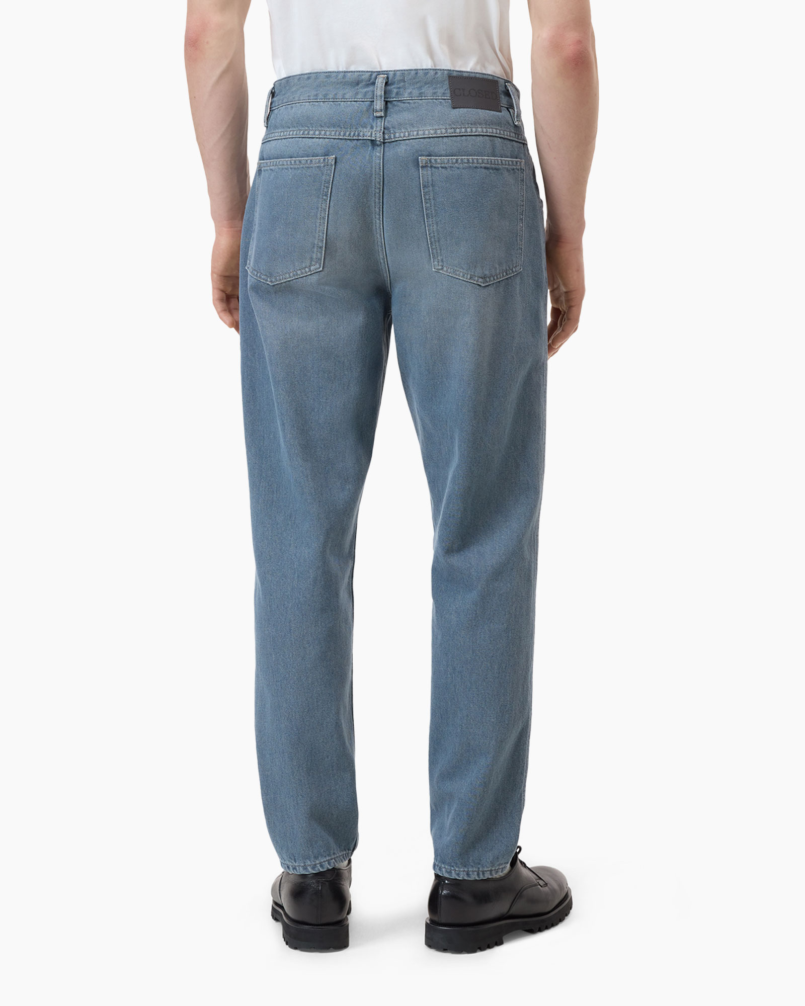 spijkerbroek, denim, achterzakken, blauw, volledige lengte